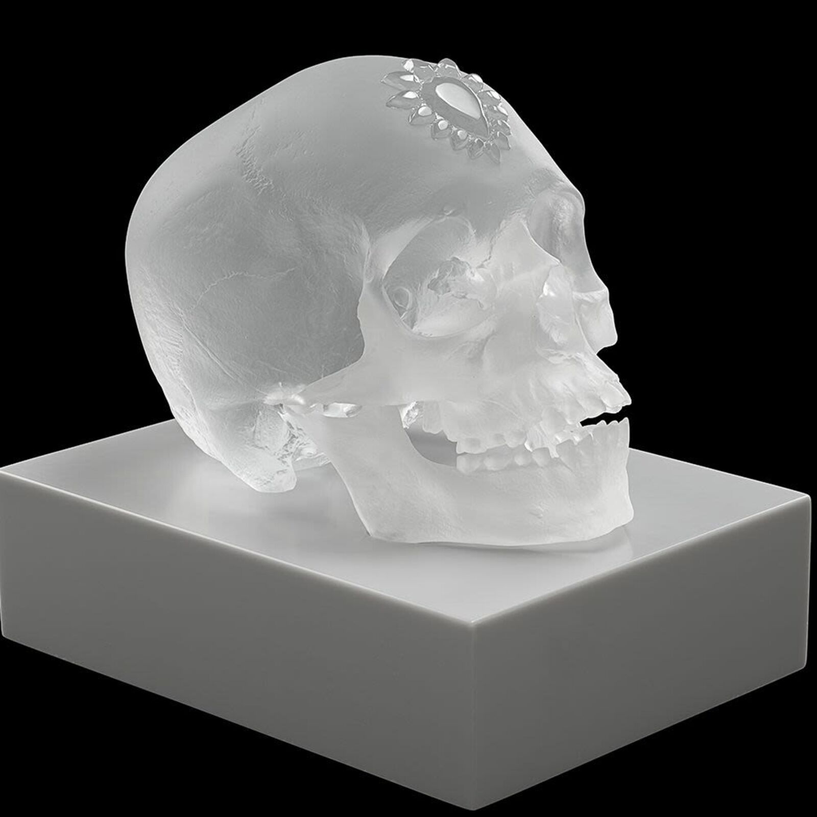 Artwork by Damien Hirst, Eternal Sleep (Satin Crystal Clear), Made of Crystal Sculpture on corian base (Lost wax) 