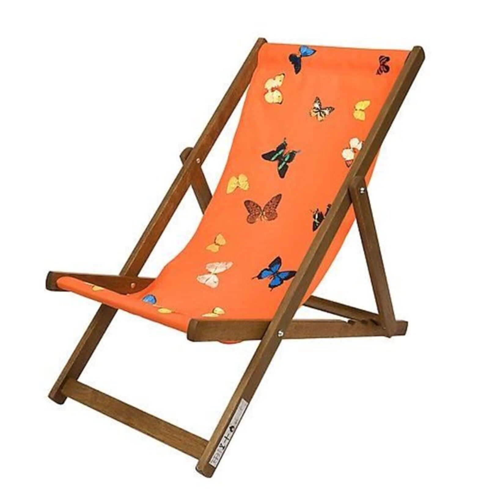 Artwork by Damien Hirst, Deck chair (Orange), Made of Merpauh timber frame and sail cloth fabric 