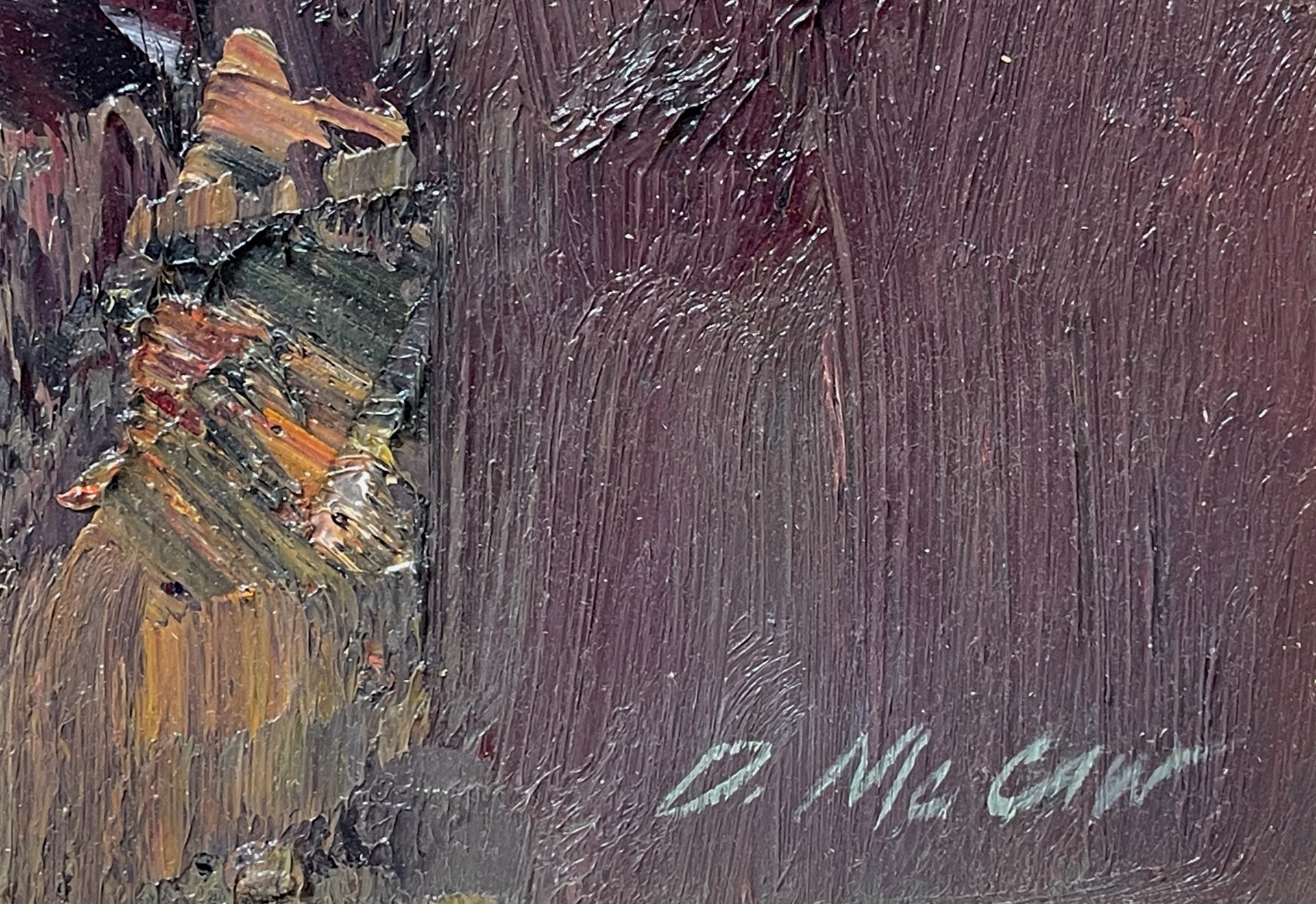 A painting of a woman sitting on a bench.