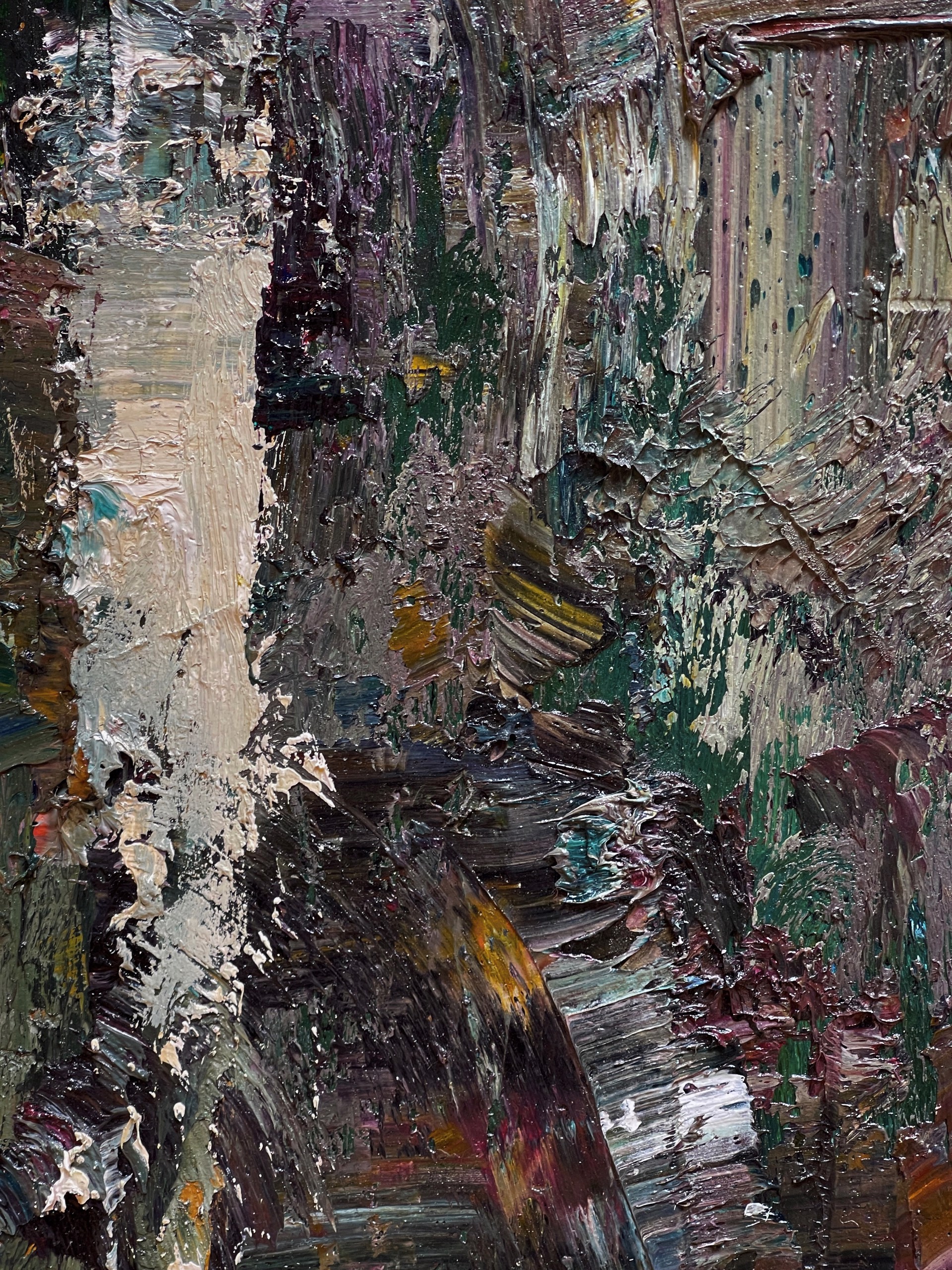 A painting of two people sitting on a couch.