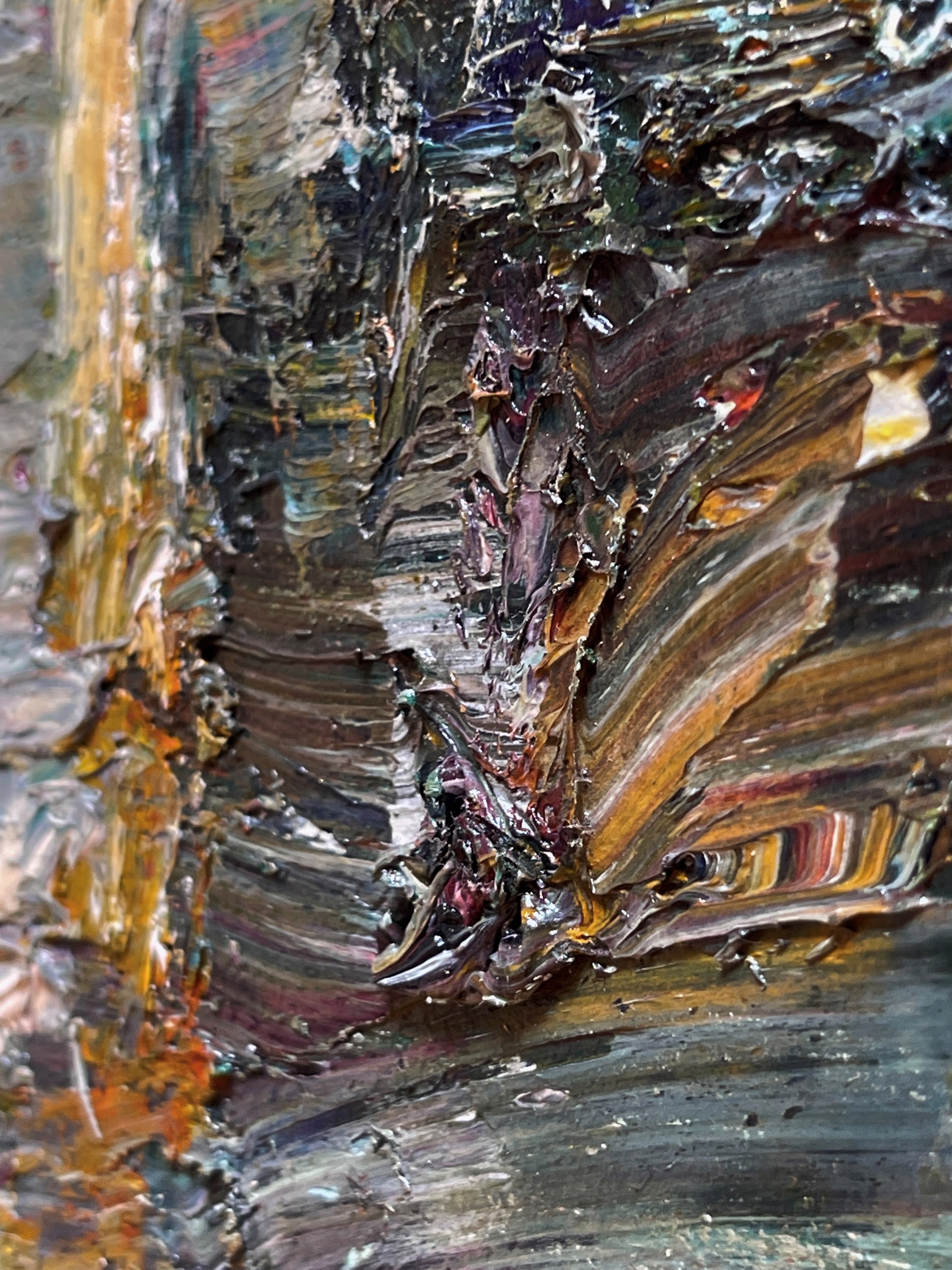 A painting of two people sitting on a couch.