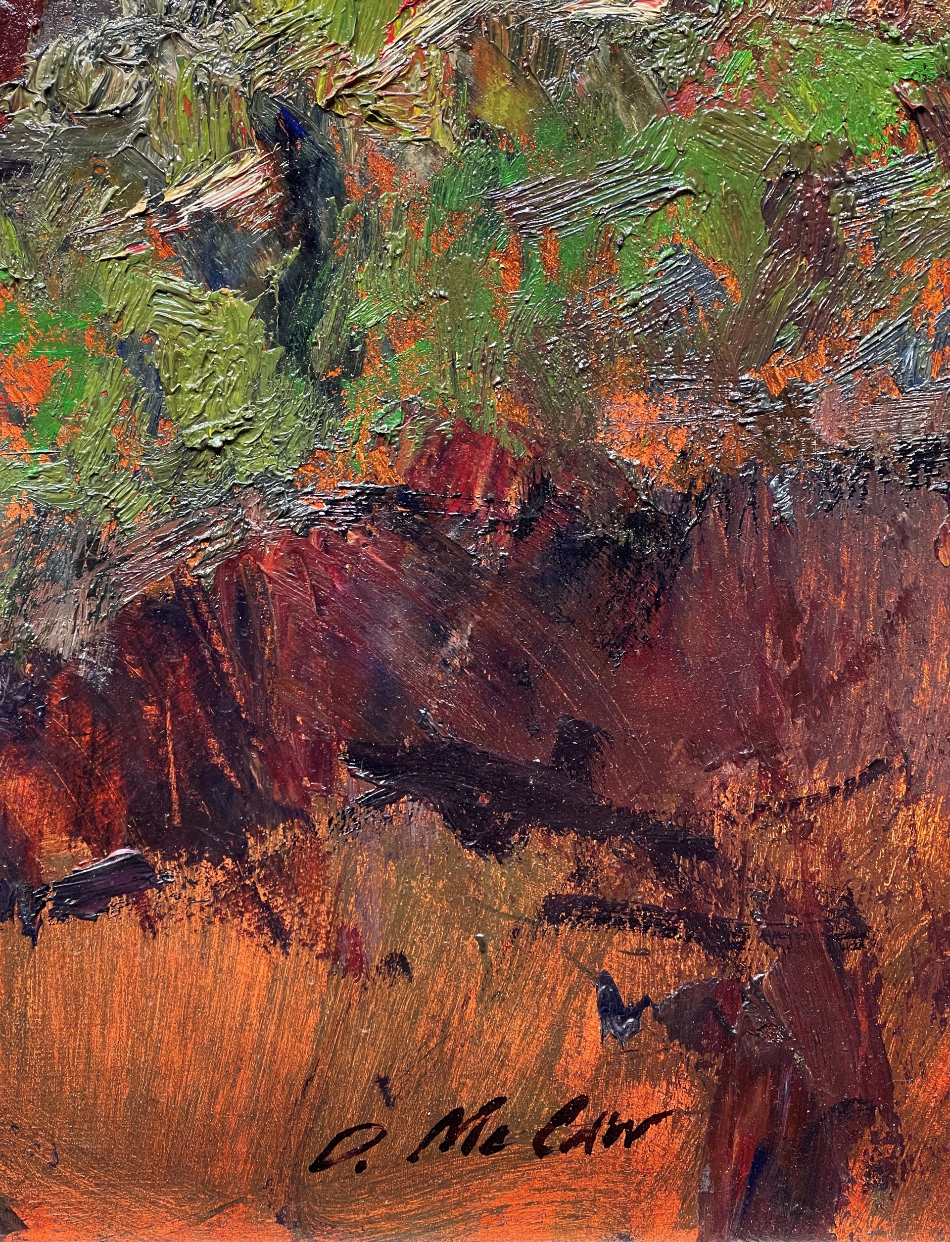 A bustling winter market scene rendered in loose, impressionistic brushstrokes with a warm, golden palette.