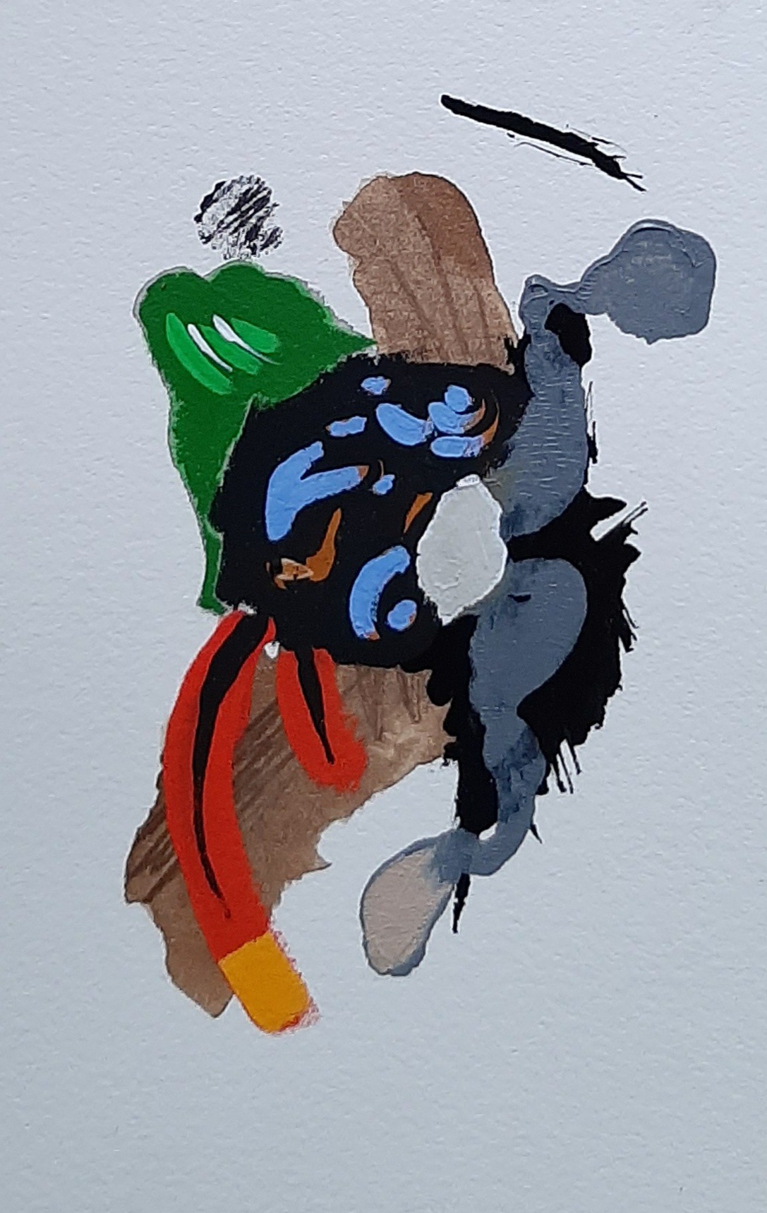 A painting of a man with a hat on his head.