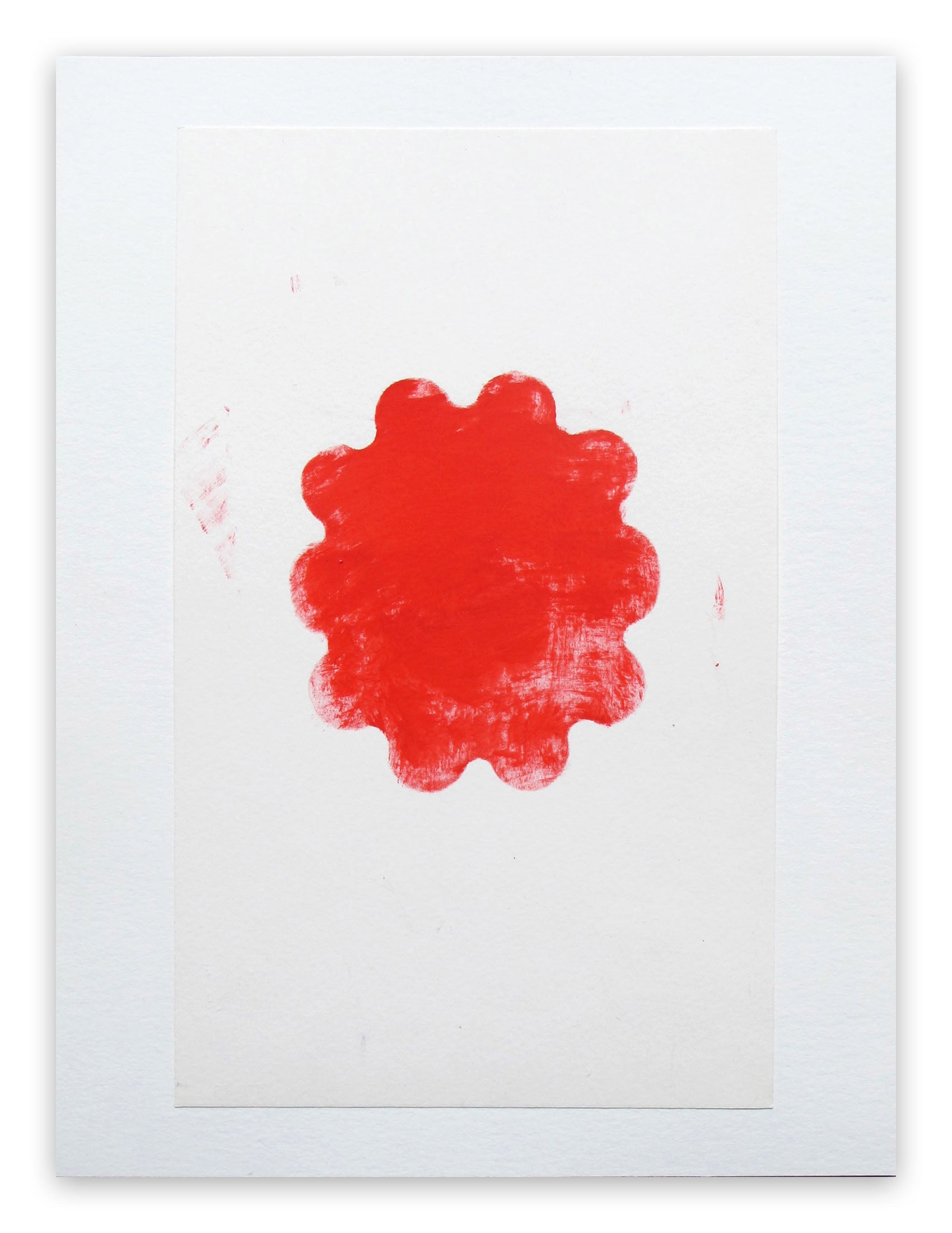 A red flower on a white background. 
