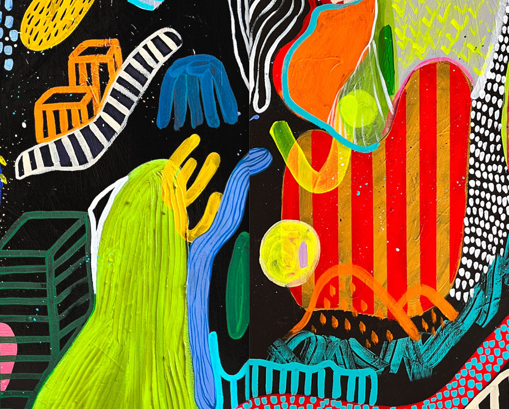 Artwork by Daniela Marin, Creation I, Made of Mixed media - acrylic, oil pastels, gouache on cotton canvas 