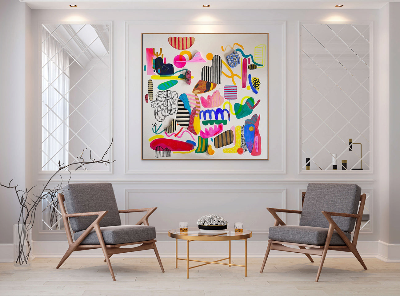 Artwork by Daniela Marin, Refuge from an inhabited desert, Made of Acrylic and wood on raw canvas 