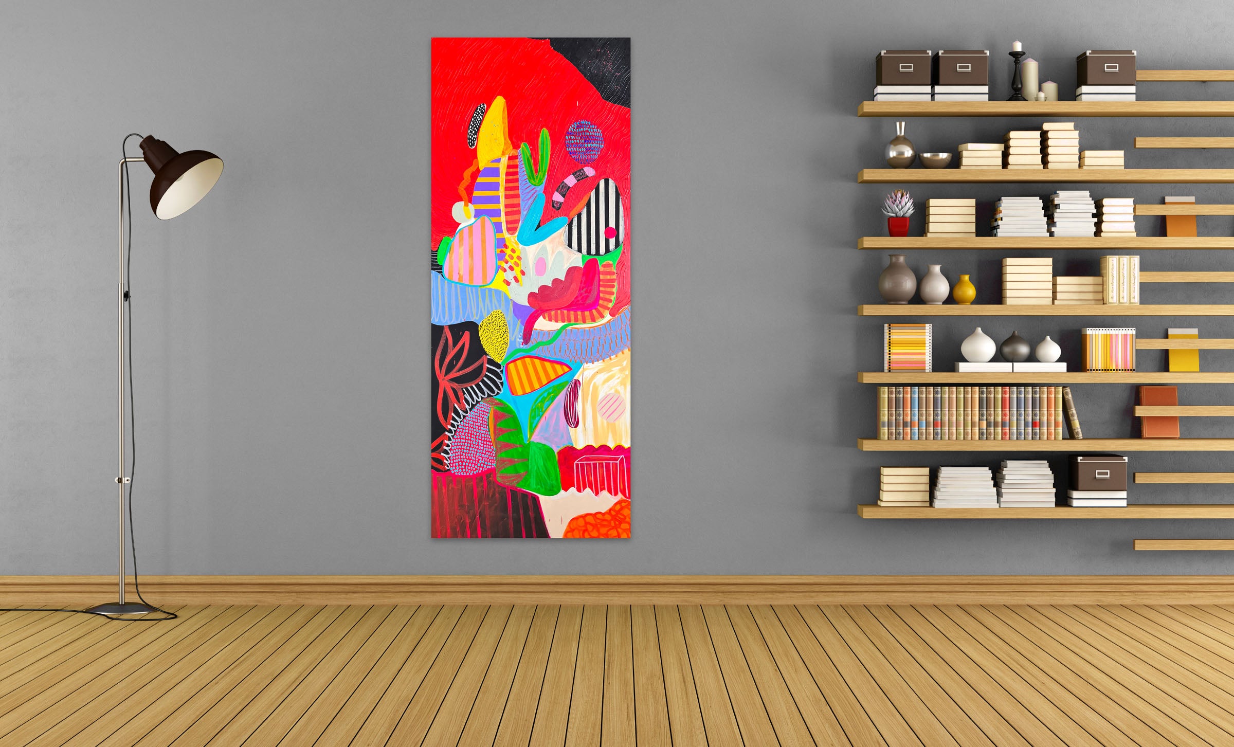 Artwork by Daniela Marin, Through my window II, Made of Mixed media - acrylic, oil pastels, gouache on cotton canvas 