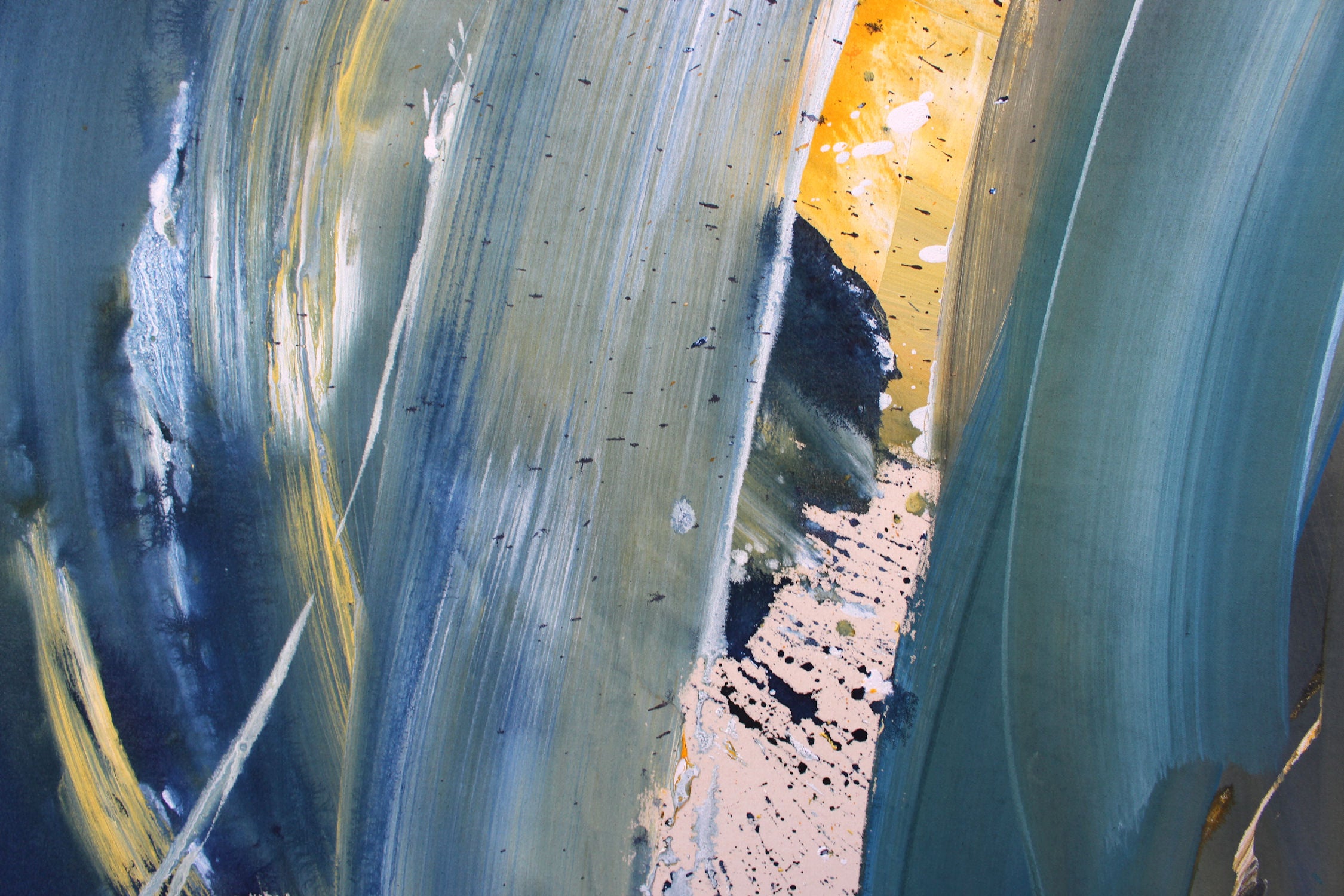 Artwork by Daniela Schweinsberg, Night Kisses Day, Made of Mixed Media on raw canvas 