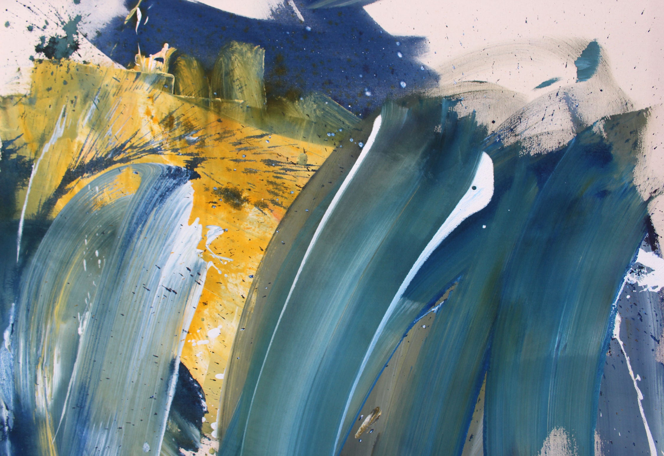 Artwork by Daniela Schweinsberg, Night Kisses Day, Made of Mixed Media on raw canvas 