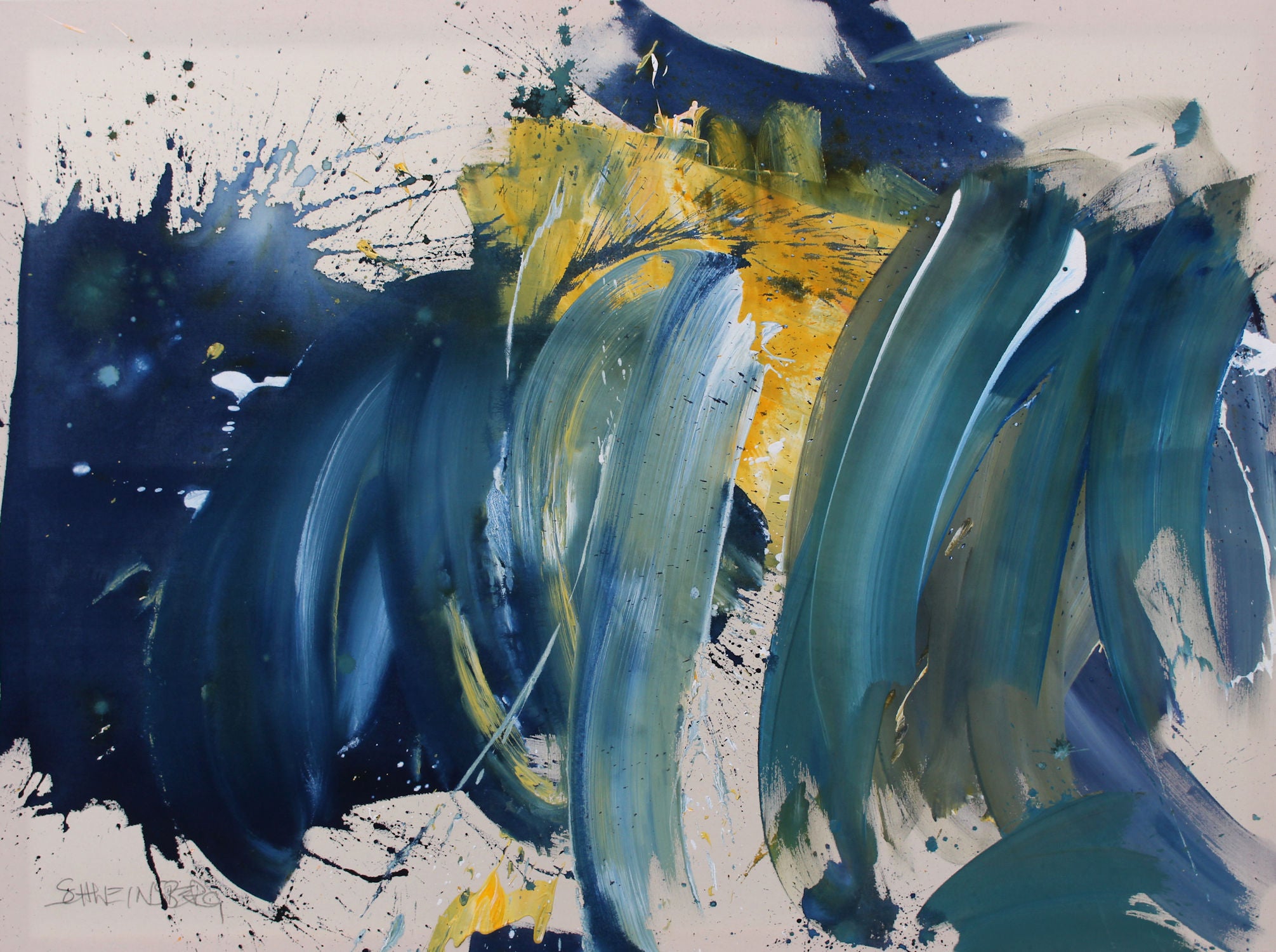 Artwork by Daniela Schweinsberg, Night Kisses Day, Made of Mixed Media on raw canvas 