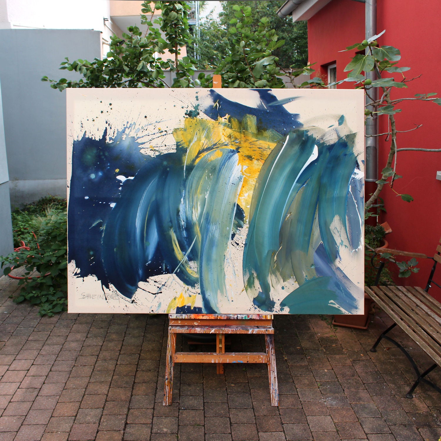 Artwork by Daniela Schweinsberg, Night Kisses Day, Made of Mixed Media on raw canvas 