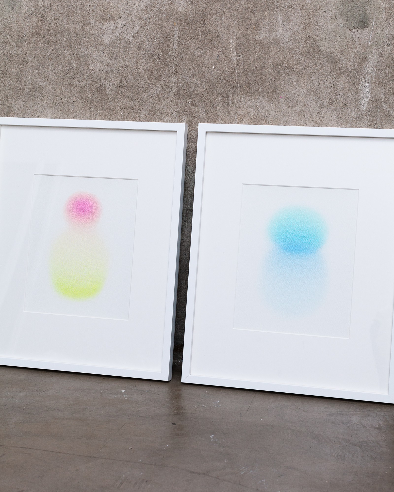 A pink and yellow circle on a white background.