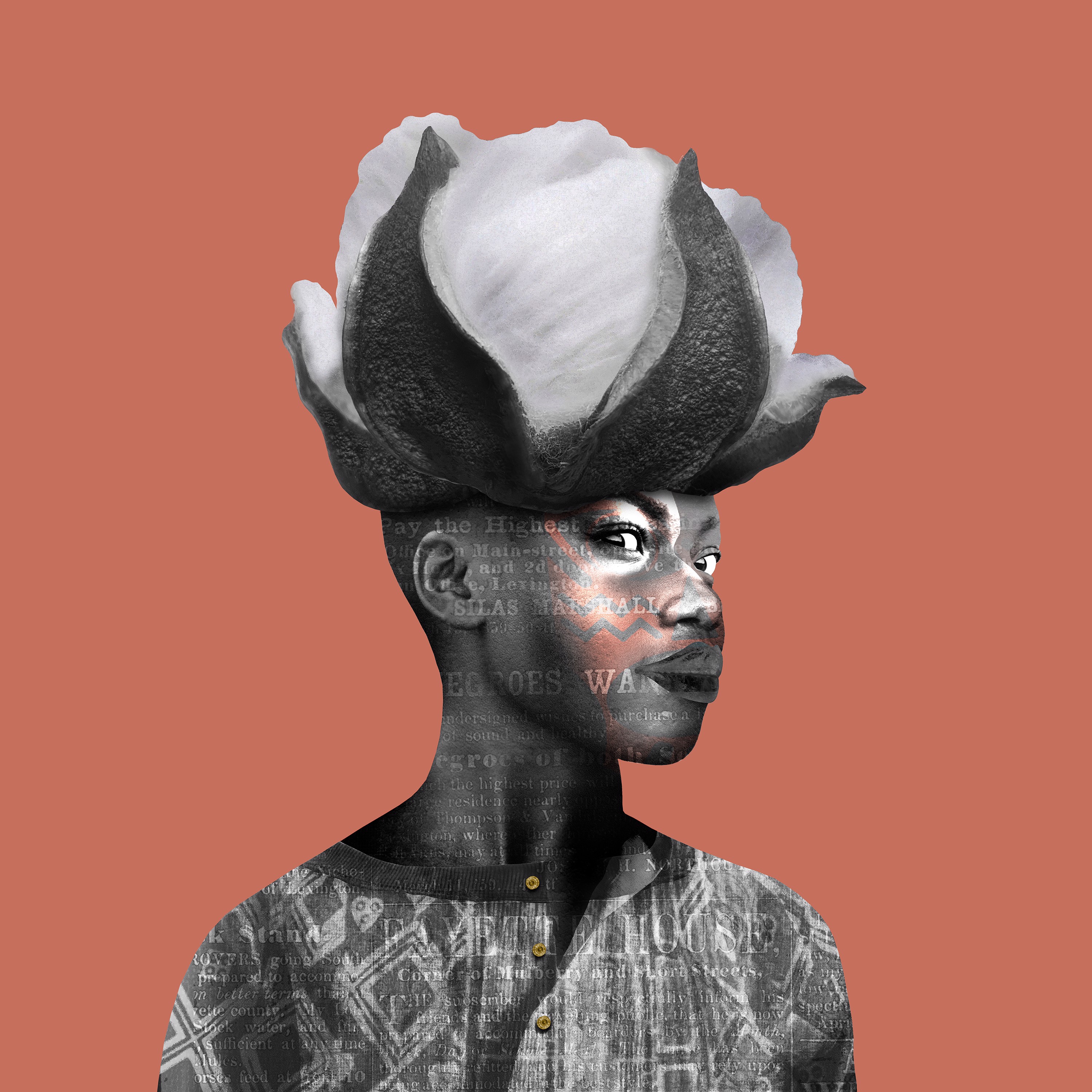 A woman with a flower on her head. 
