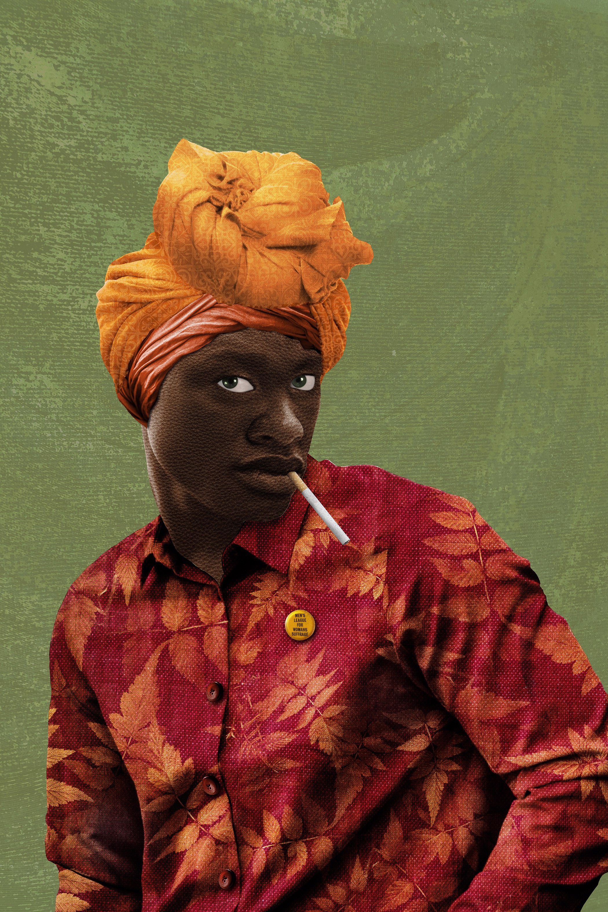 A man in a turban smoking a cigarette.