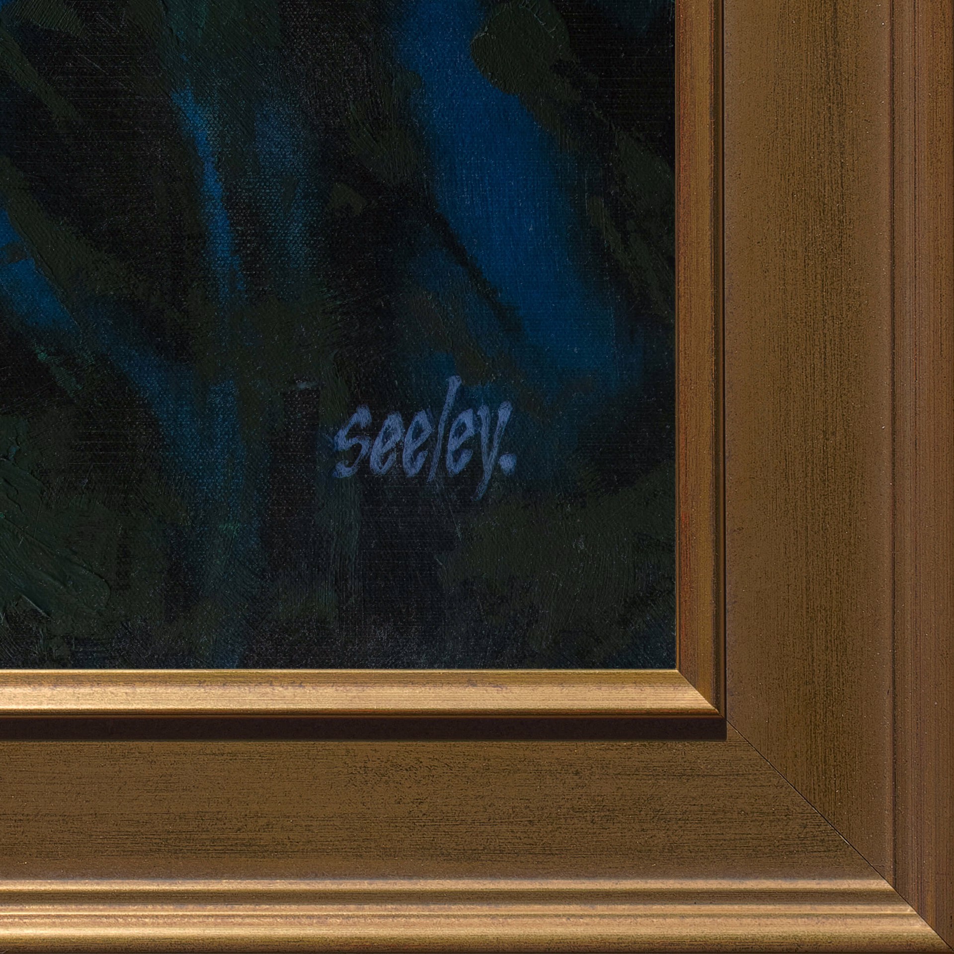 A painting of a nude woman laying down on a blue background.