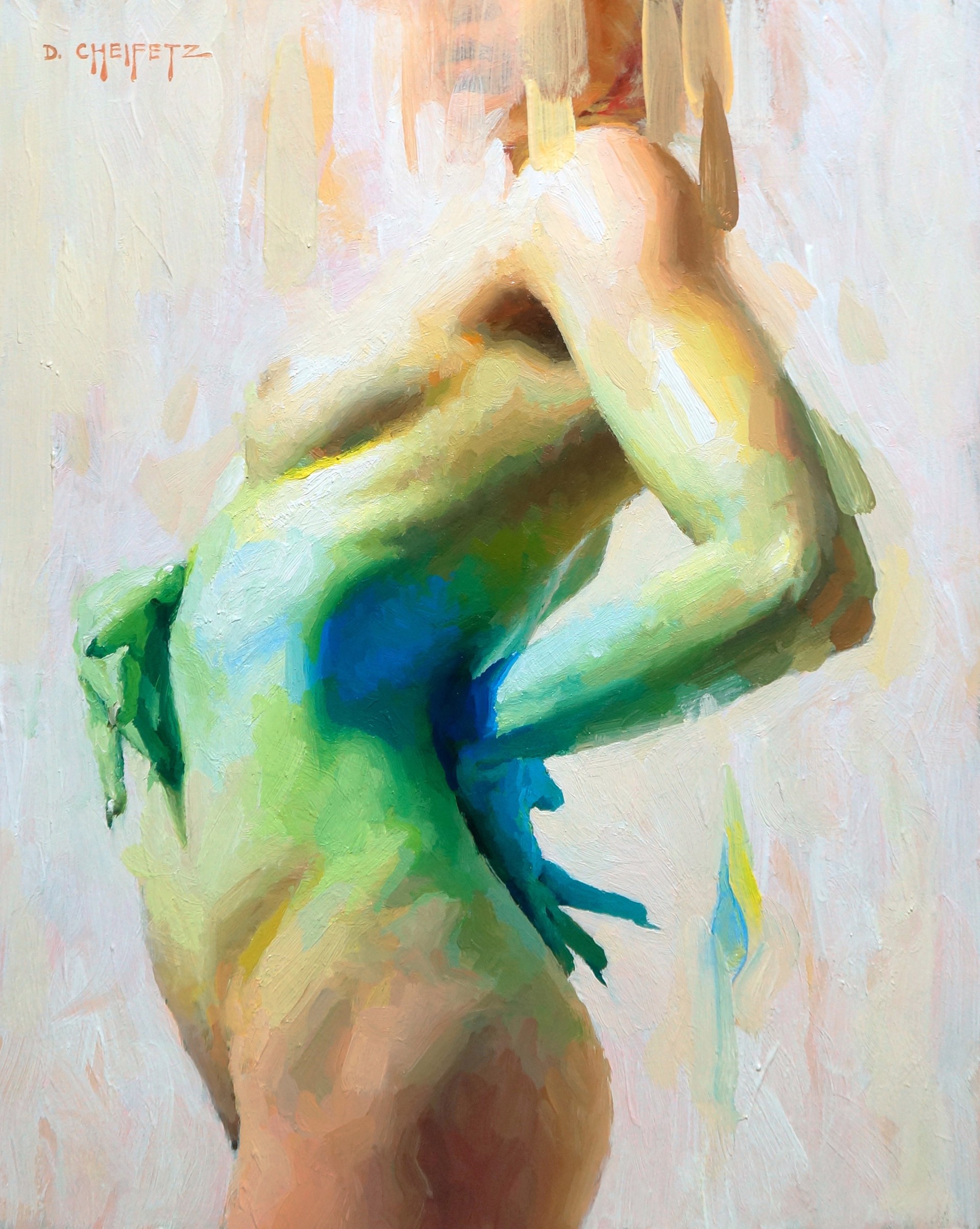 A painting of a nude woman with her back to the camera.