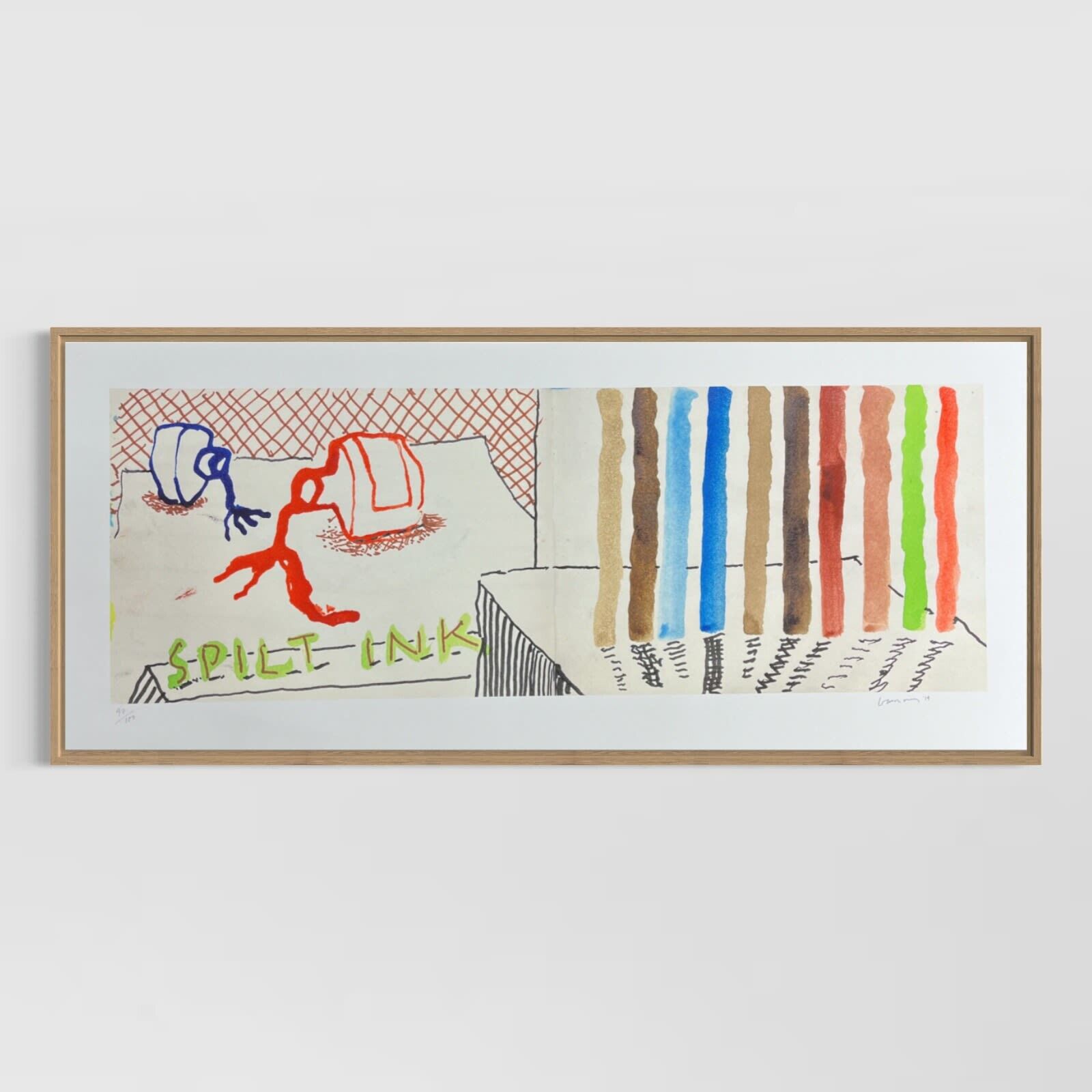 Artwork by David Hockney, 220 for 2020. Art Edition No. 1–100 ‘Spilt Ink with Tests', Made of 11-color inkjet print on cotton-fiber archival paper 