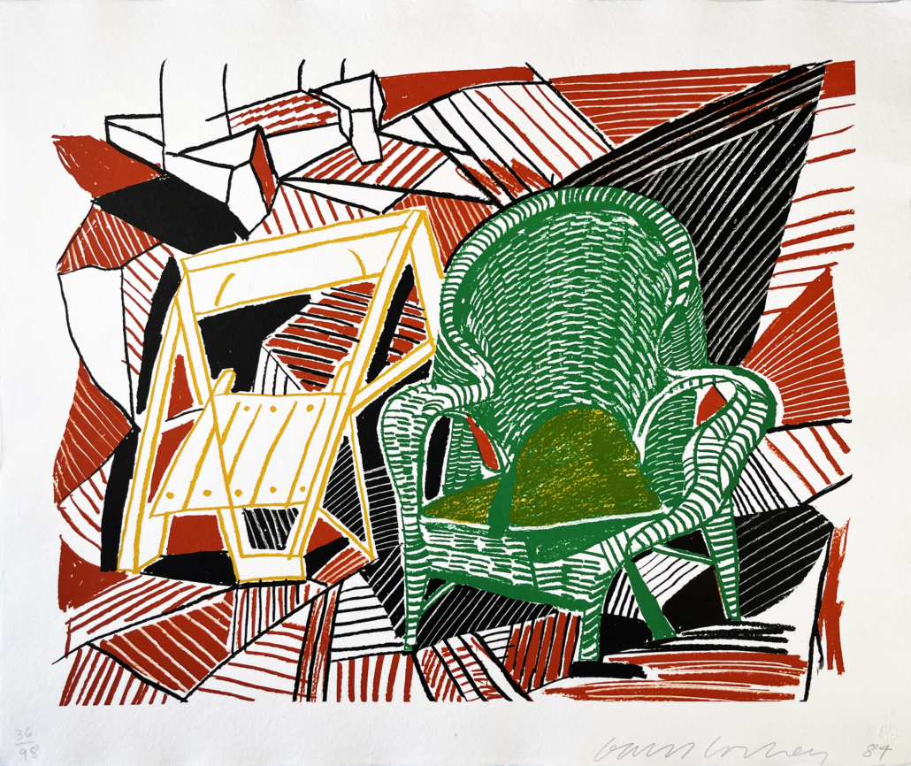 Two Pembroke Studio Chairs, from the Moving Focus Series by David Hockney, 1984
