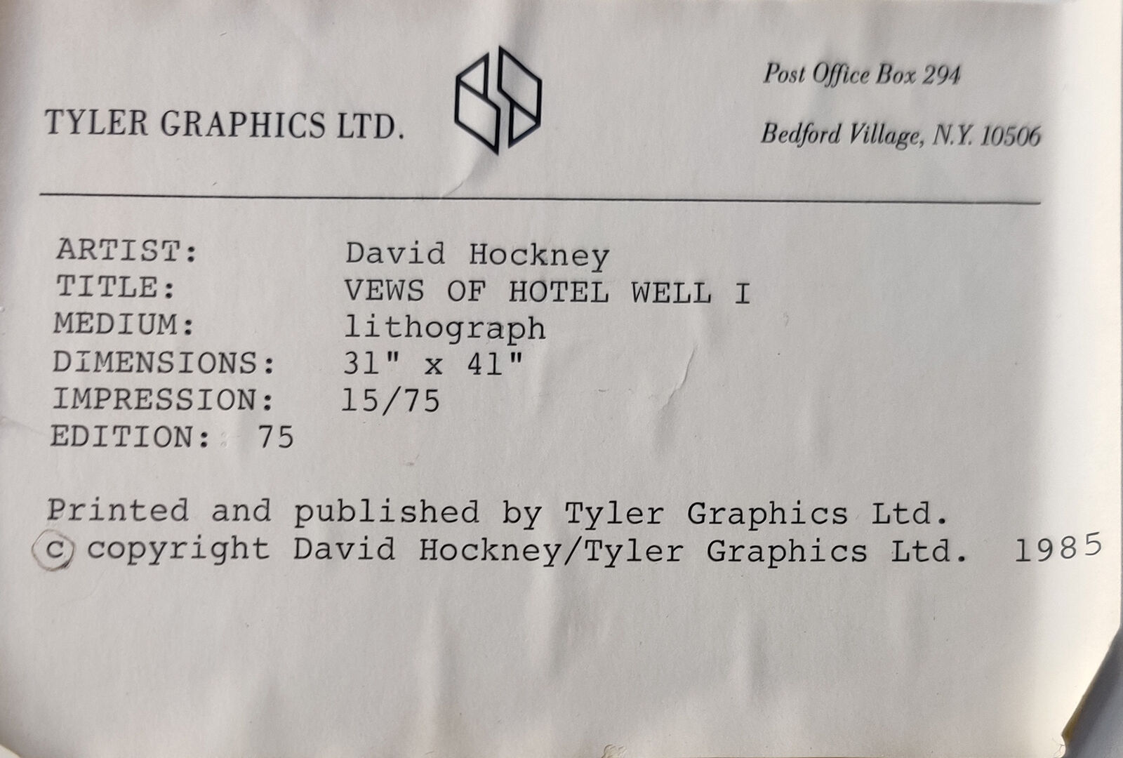 Artwork by David Hockney, Views of Hotel Well I, from Moving Focus series, Made of Lithograph 