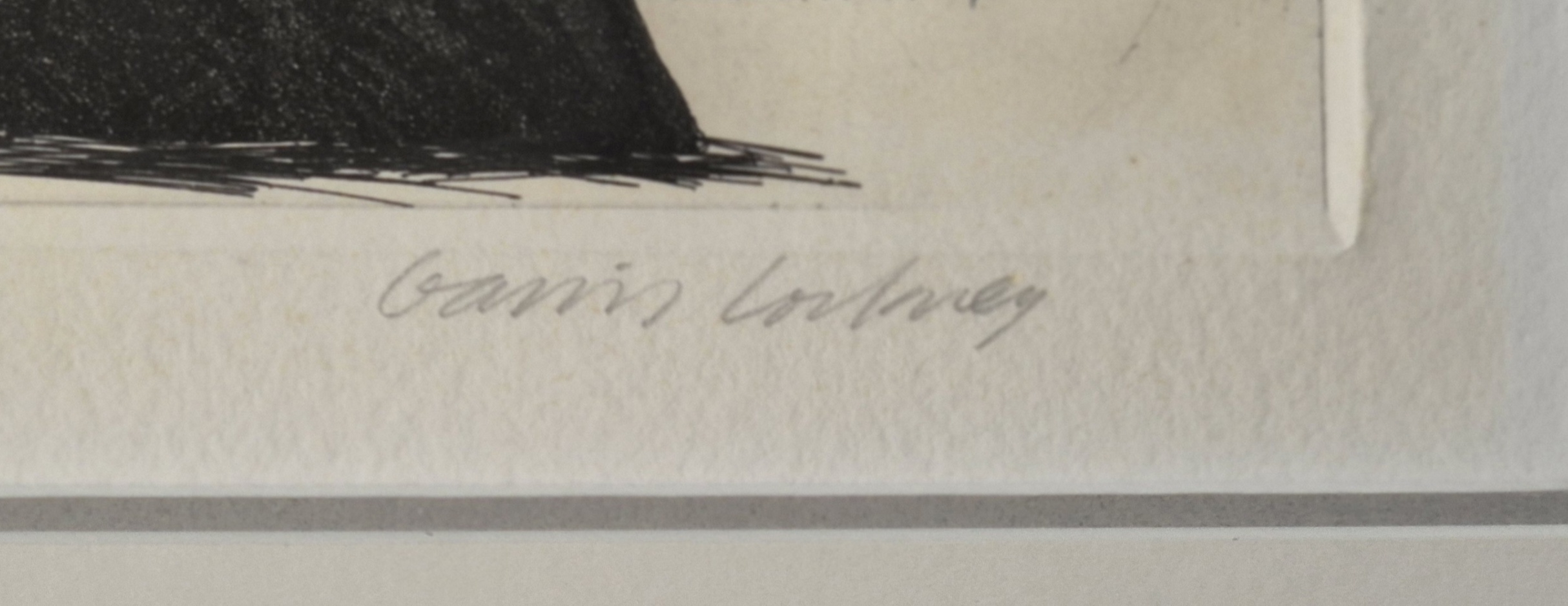 A black and white drawing of a woman in a long dress holding a flower.