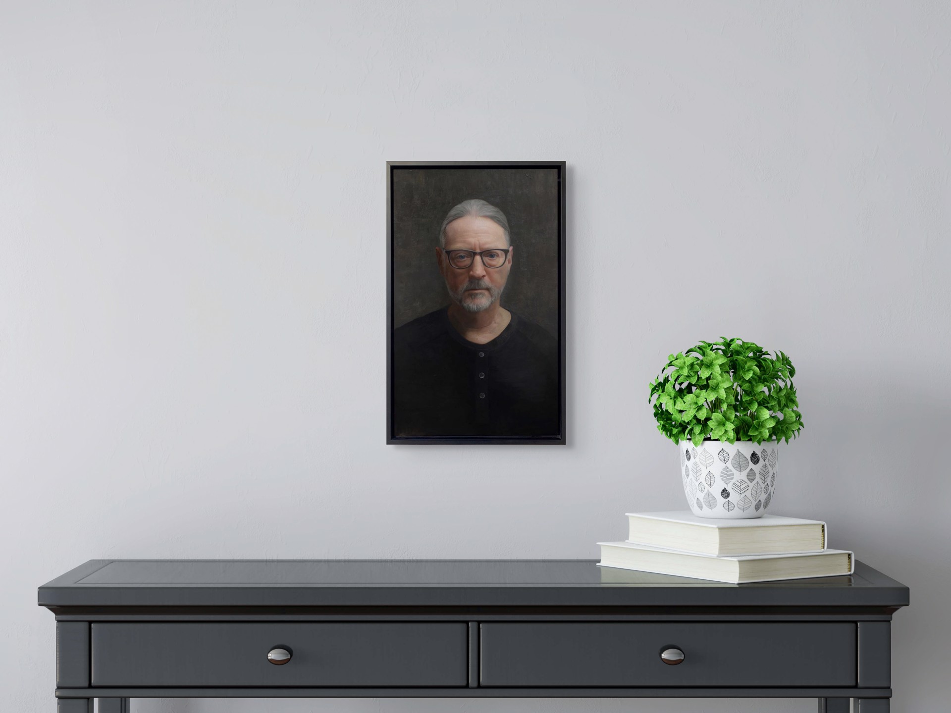 A painting of a man with glasses and a beard.