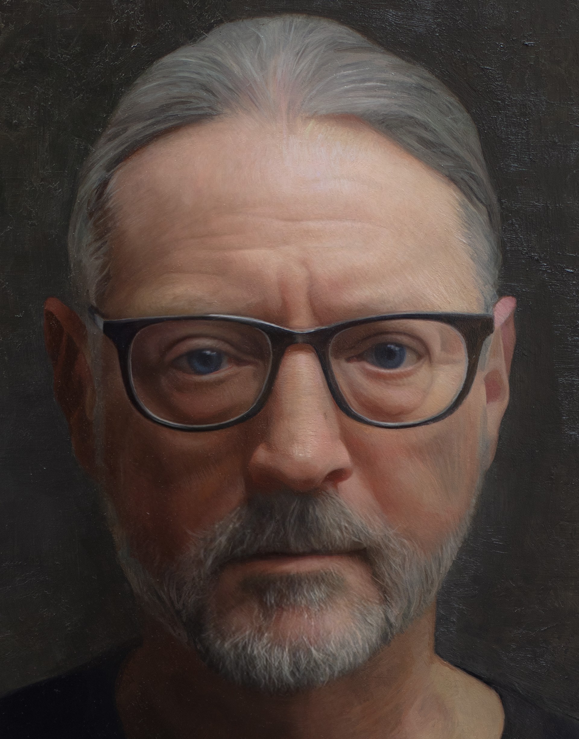 A painting of a man with glasses and a beard.
