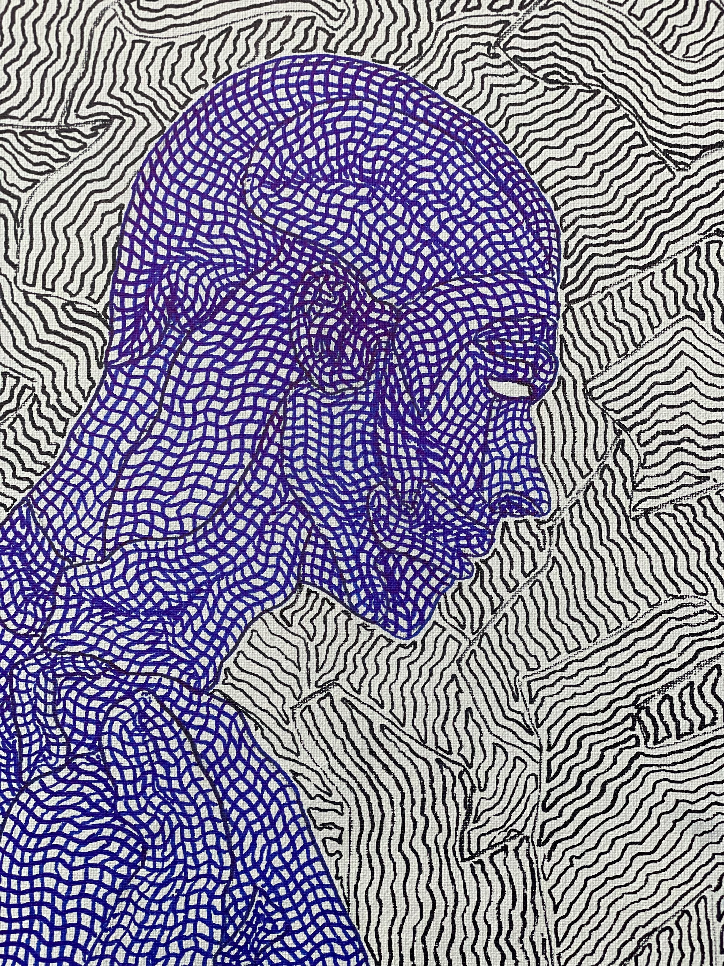 A close up of a drawing of a woman's face on a piece of paper.