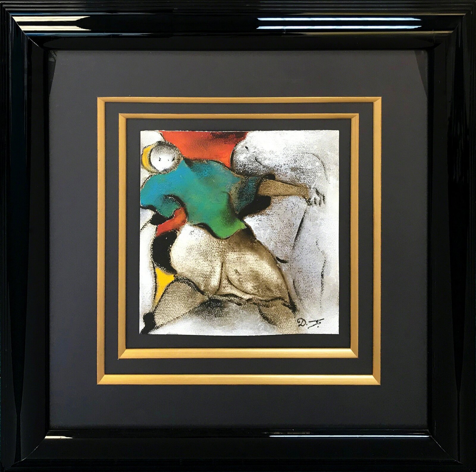 A painting of a man with a hat on his head.