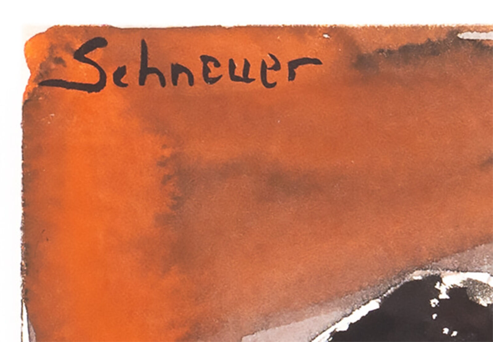 Artwork by David Schneuer, Couple with Orange background, Made of Mixed Media on Paper 