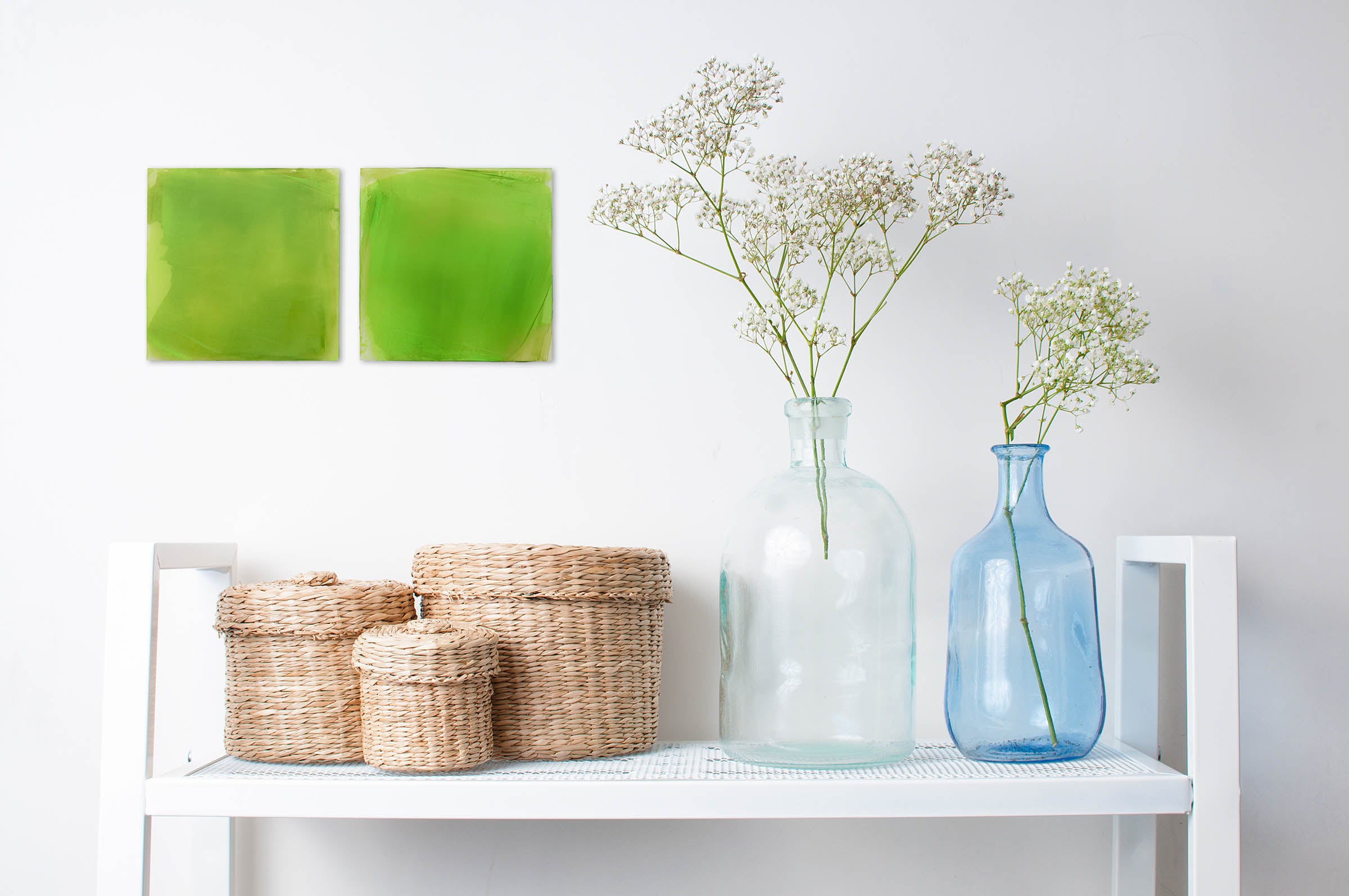 Artwork by Debra Ramsay, Greens, Made of Acrylic on acrylic panel (plexi) 