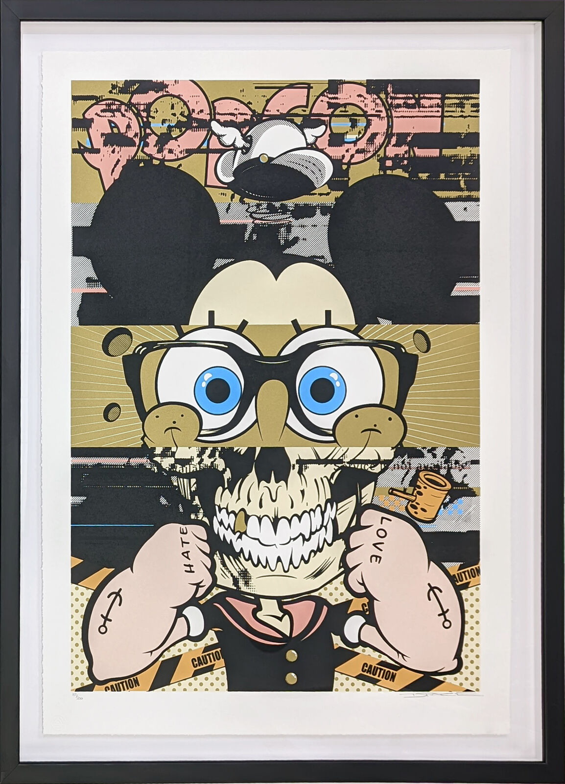 A picture of a skull with glasses on it's face.