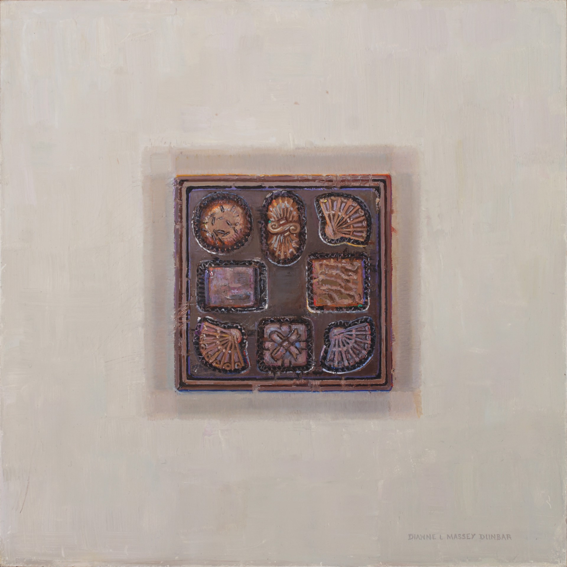 A painting of a square with a pattern on it.