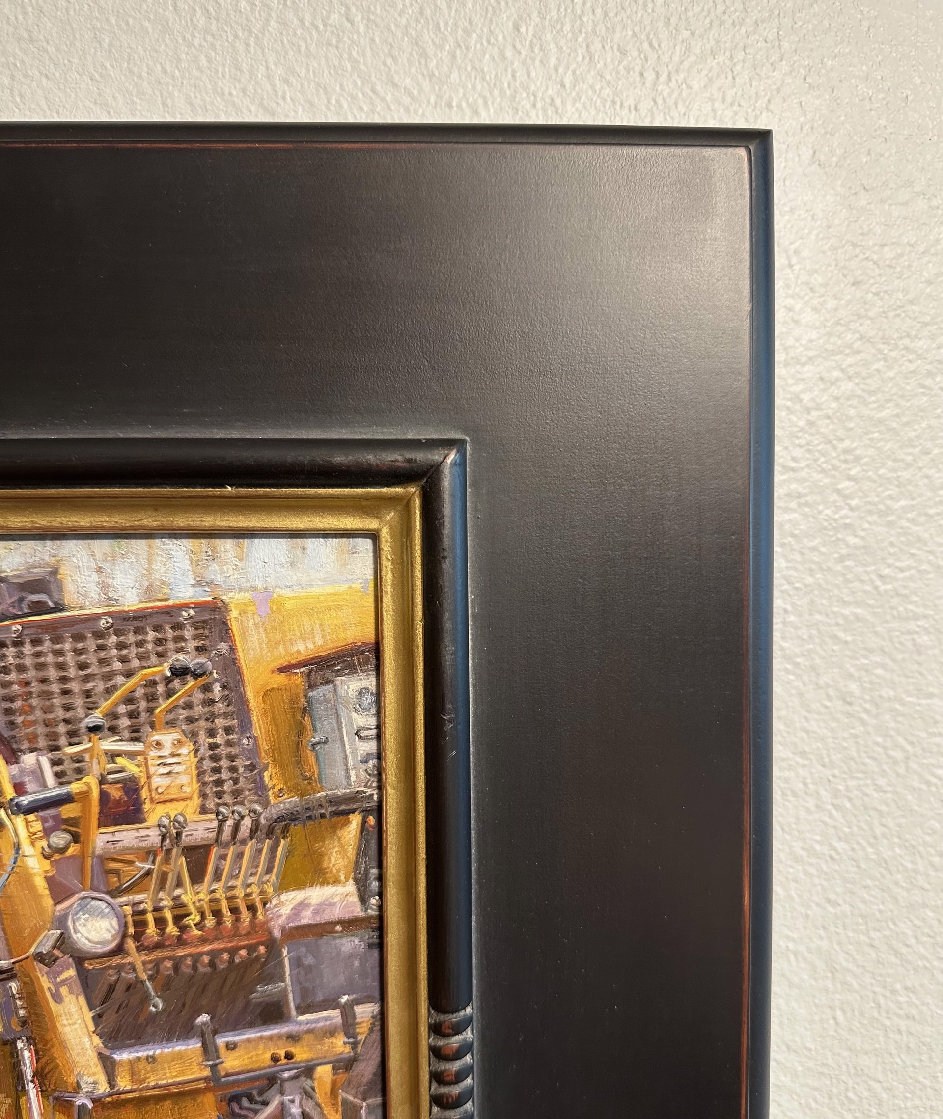 A painting of a construction worker working on a construction site.