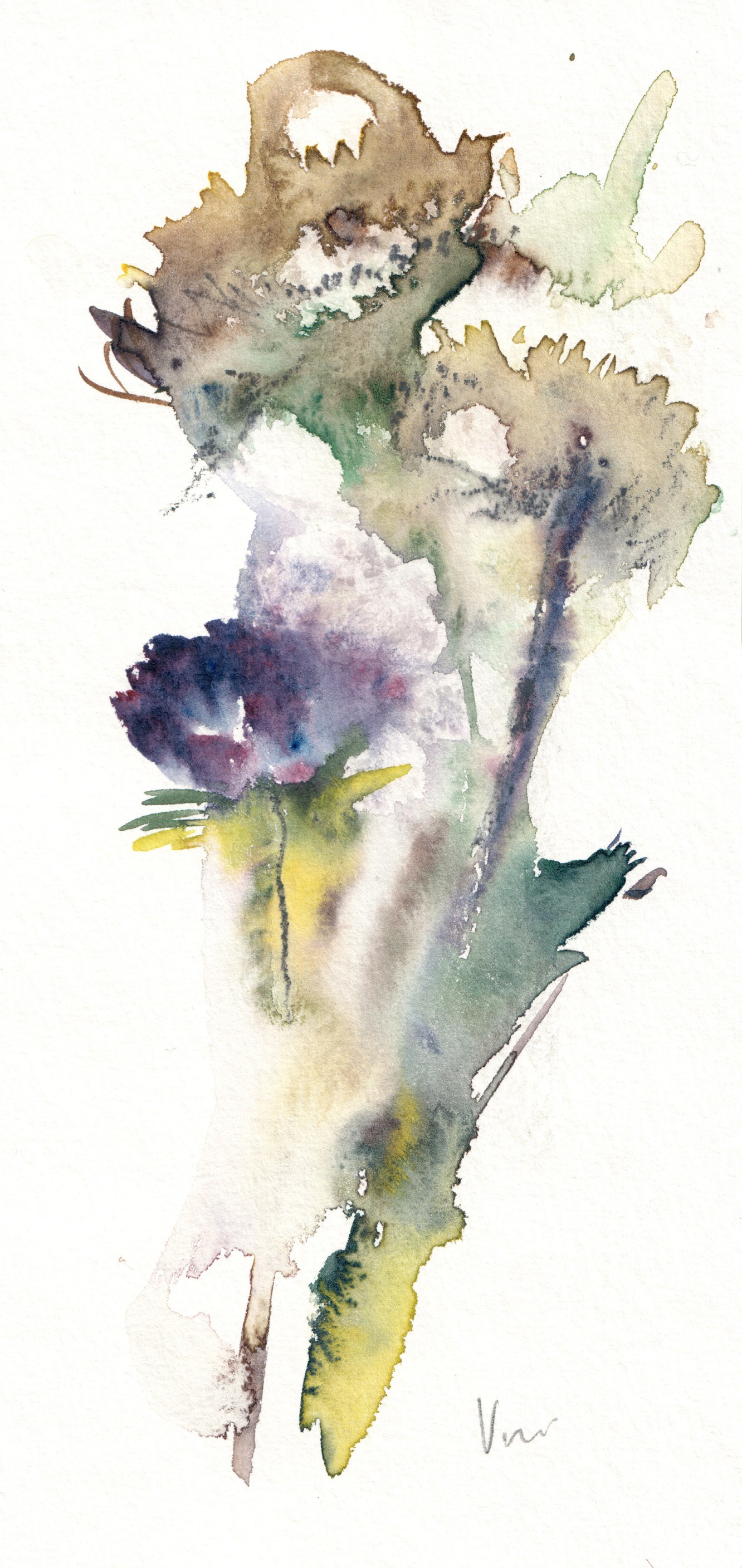 A watercolor painting of a flower on a white background.
