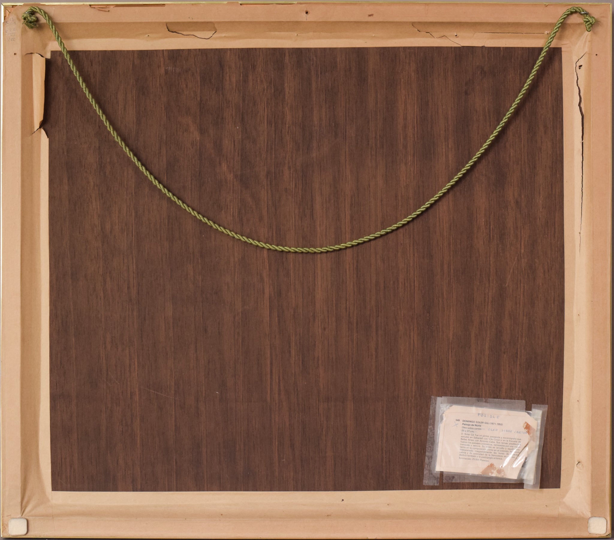 A painting of trees in a grassy field with a house in the background.