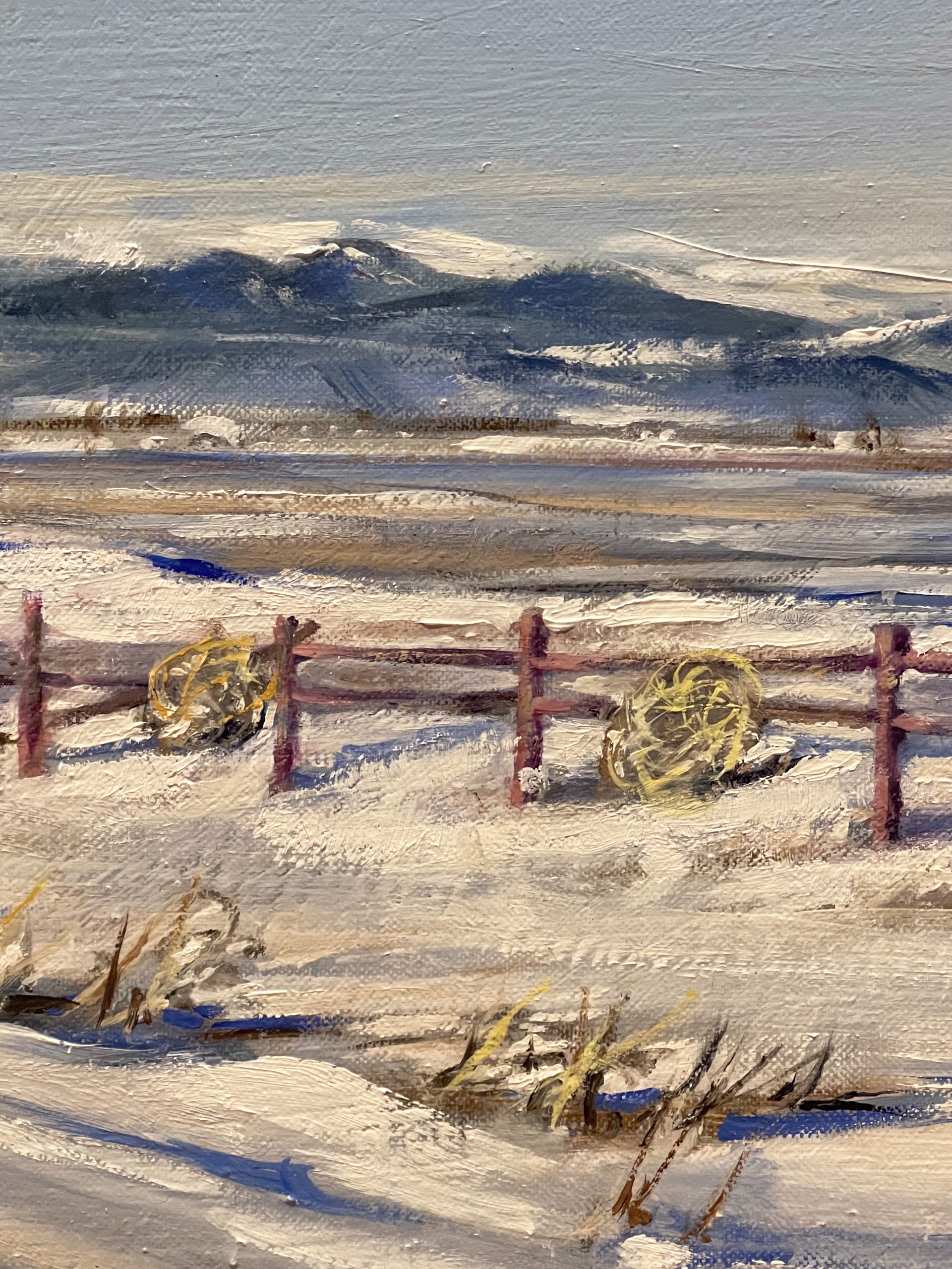 A painting of a motel sign on the side of a road.