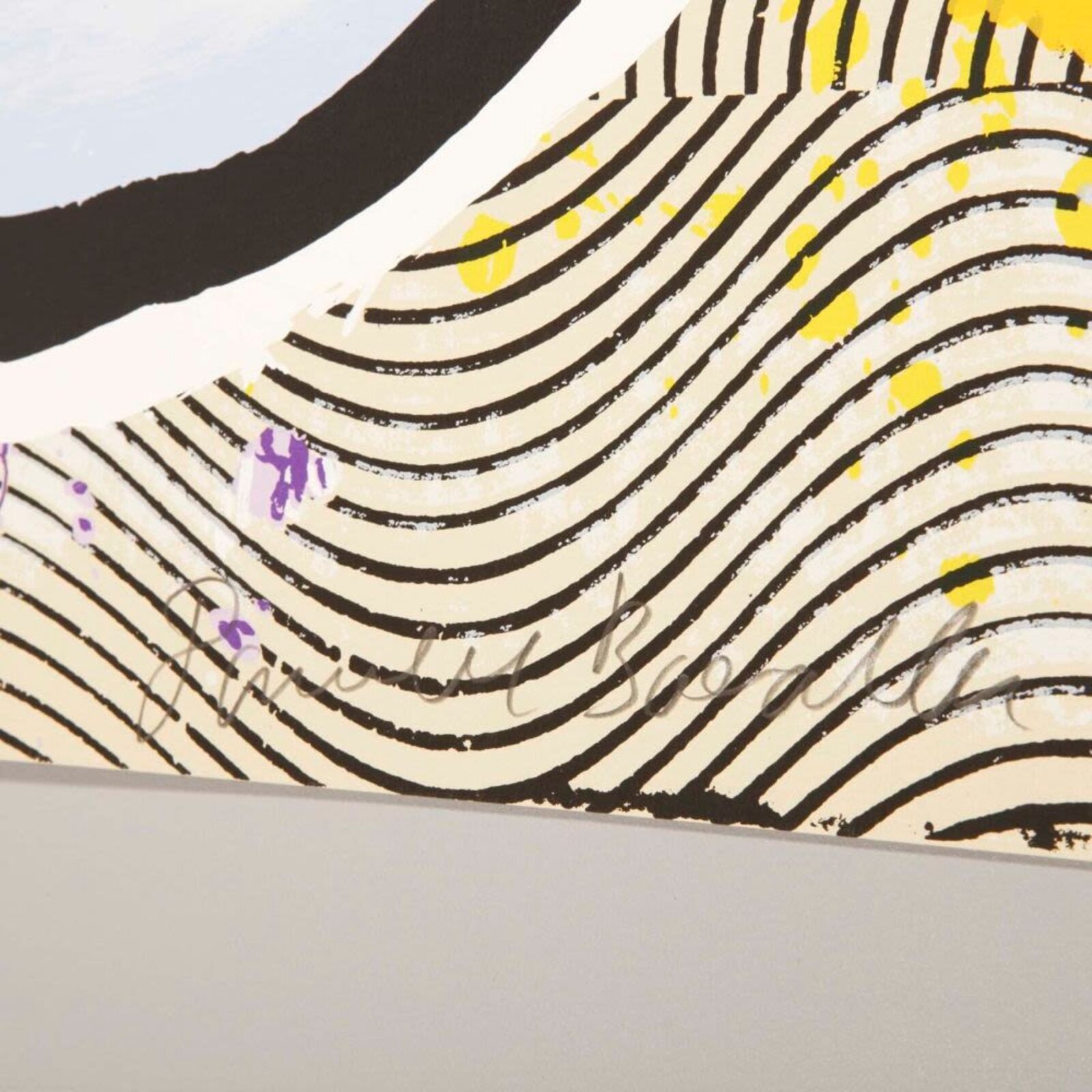 A painting of a pink rose on a white wall.