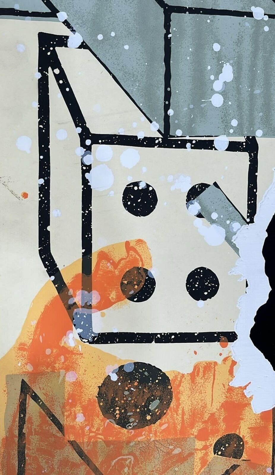 A painting of an ice cream cone on a wall.