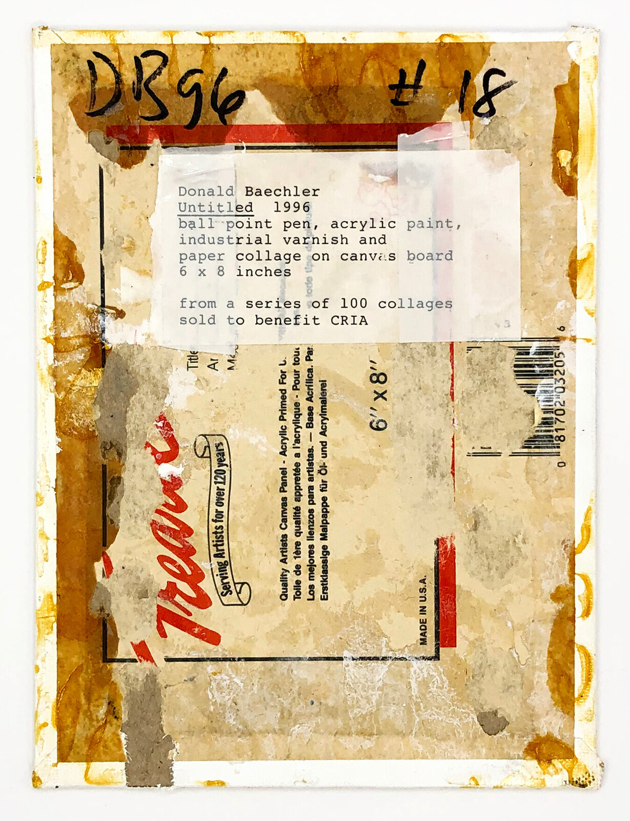 Artwork by Donald Baechler, House & Hummingbird (Unique Collages), Made of Ball Point Pen, Acrylic Paint, Industrial Varnish, And Paper Collage On Canvas Board 
