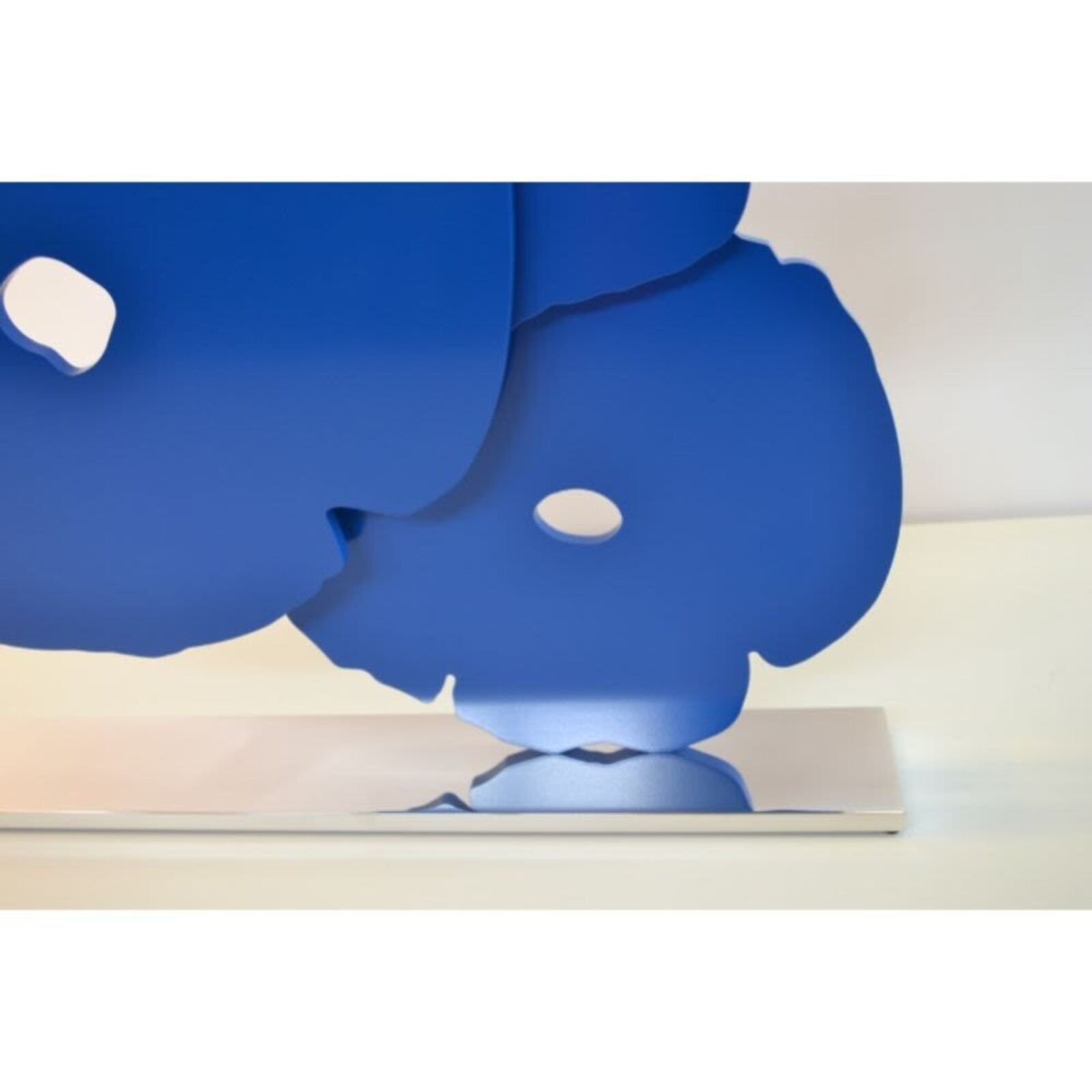 Artwork by Donald Sultan, Blue Poppies, Made of Painted aluminum on polished aluminum base 