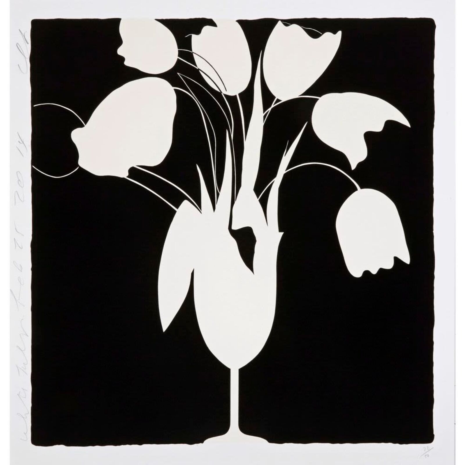 Artwork by Donald Sultan, White Tulips and Vase, Feb 25, 2014, Made of Silkscreen 