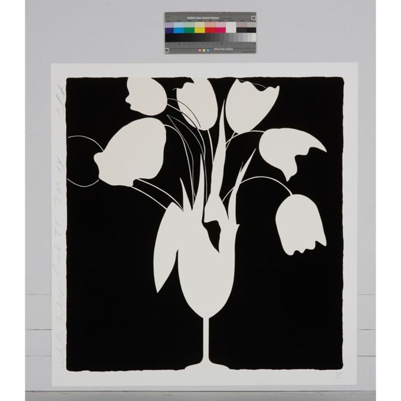 Artwork by Donald Sultan, White Tulips and Vase, Feb 25, 2014, Made of Silkscreen 