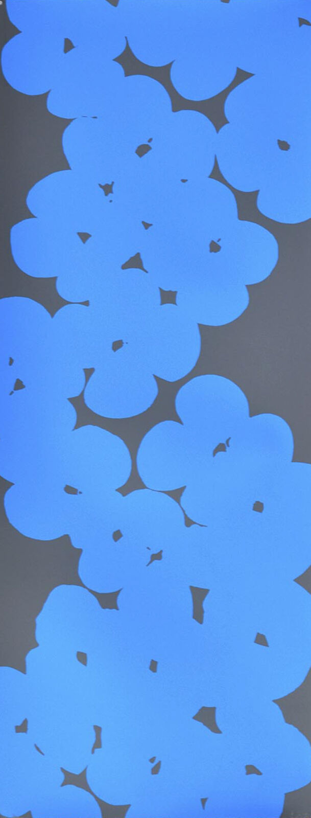 a close up of a blue flower pattern on a gray background