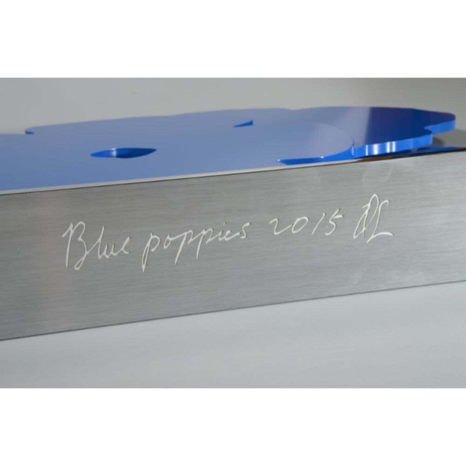 Artwork by Donald Sultan, Blue Poppies, Made of Painted aluminum on polished aluminum base 