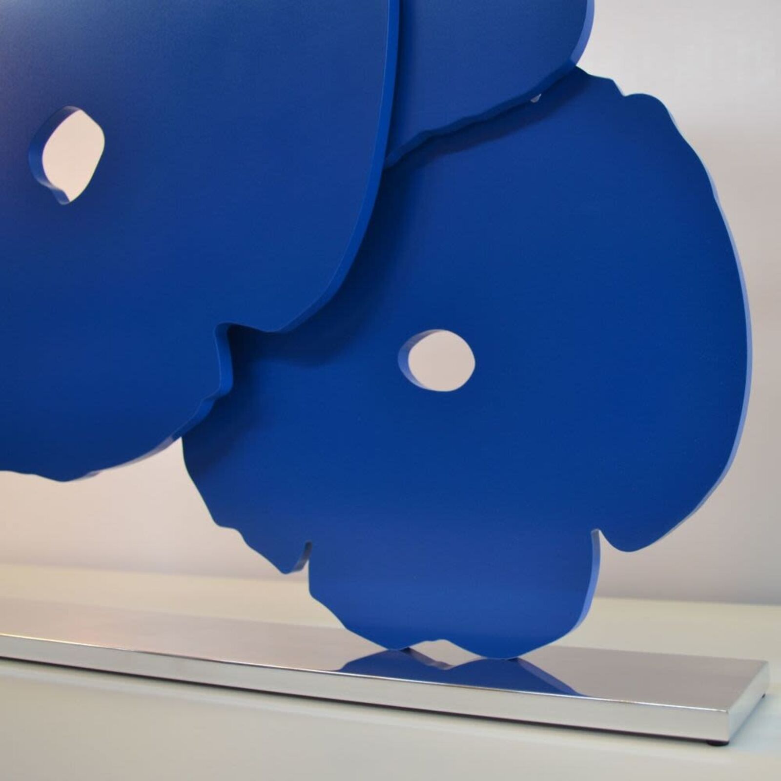 Artwork by Donald Sultan, Blue Poppies, Made of Painted aluminum on polished aluminum base 