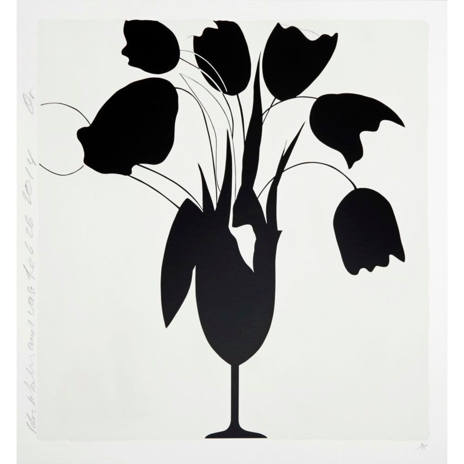 Artwork by Donald Sultan, Black Tulips and Vase, Feb 26, 2014, Made of Silkscreen 