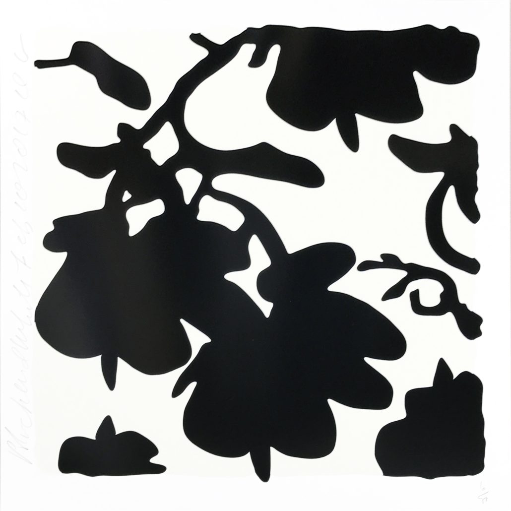 Lantern Flowers – Black/White background by Donald Sultan, 2013