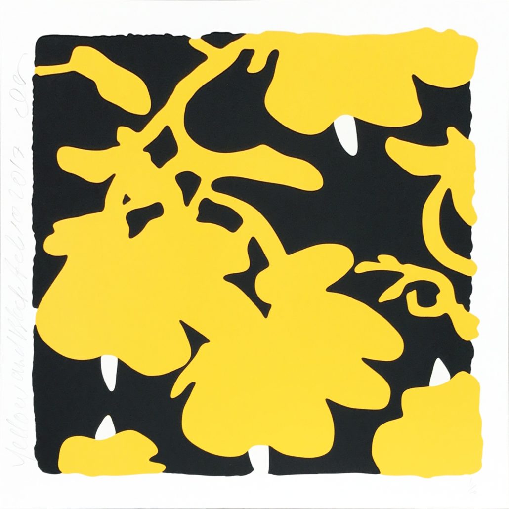 Lantern Flowers – Yellow/Black background by Donald Sultan, 2013