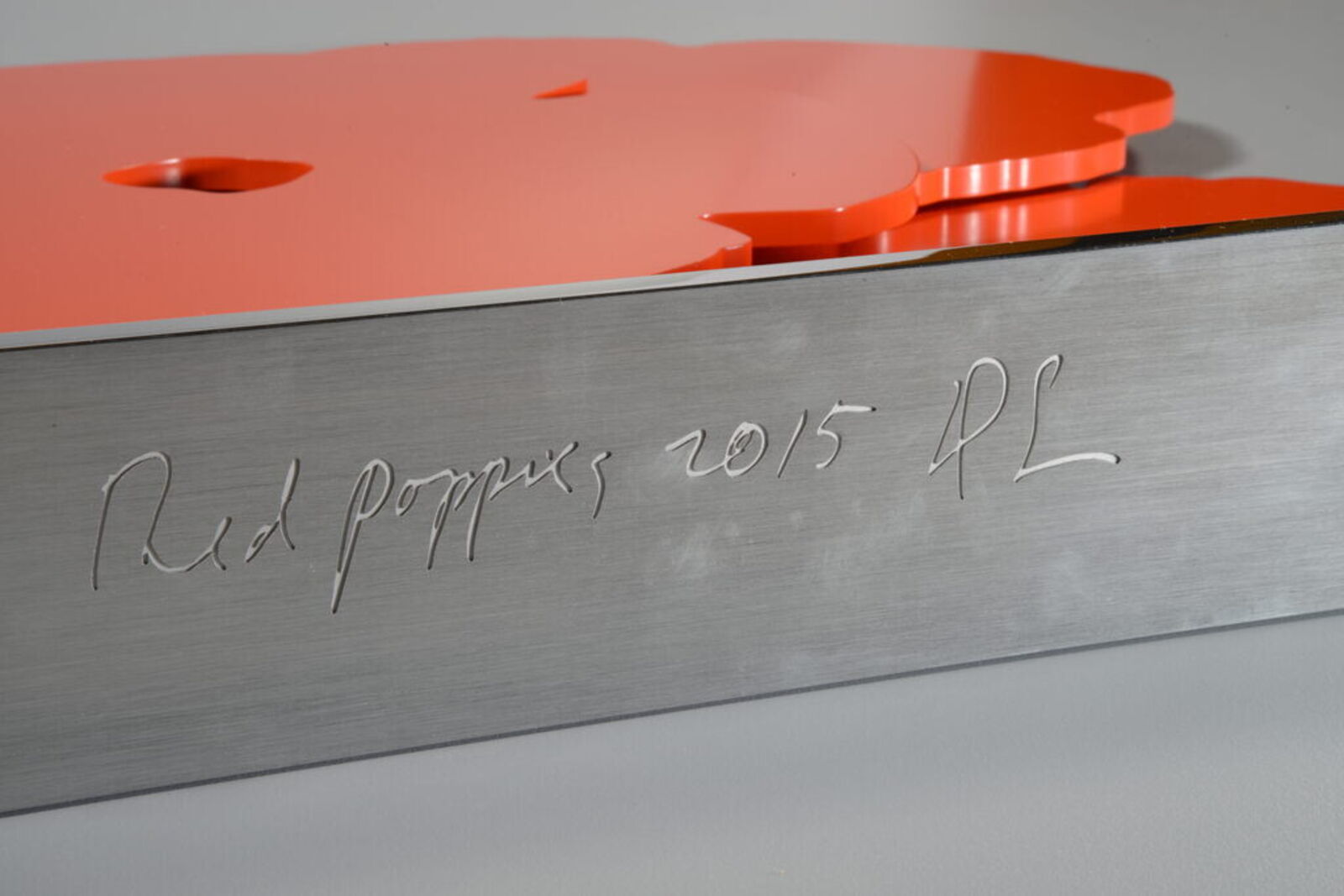 Artwork by Donald Sultan, Red Poppies, Made of Painted aluminum on polished aluminum base 