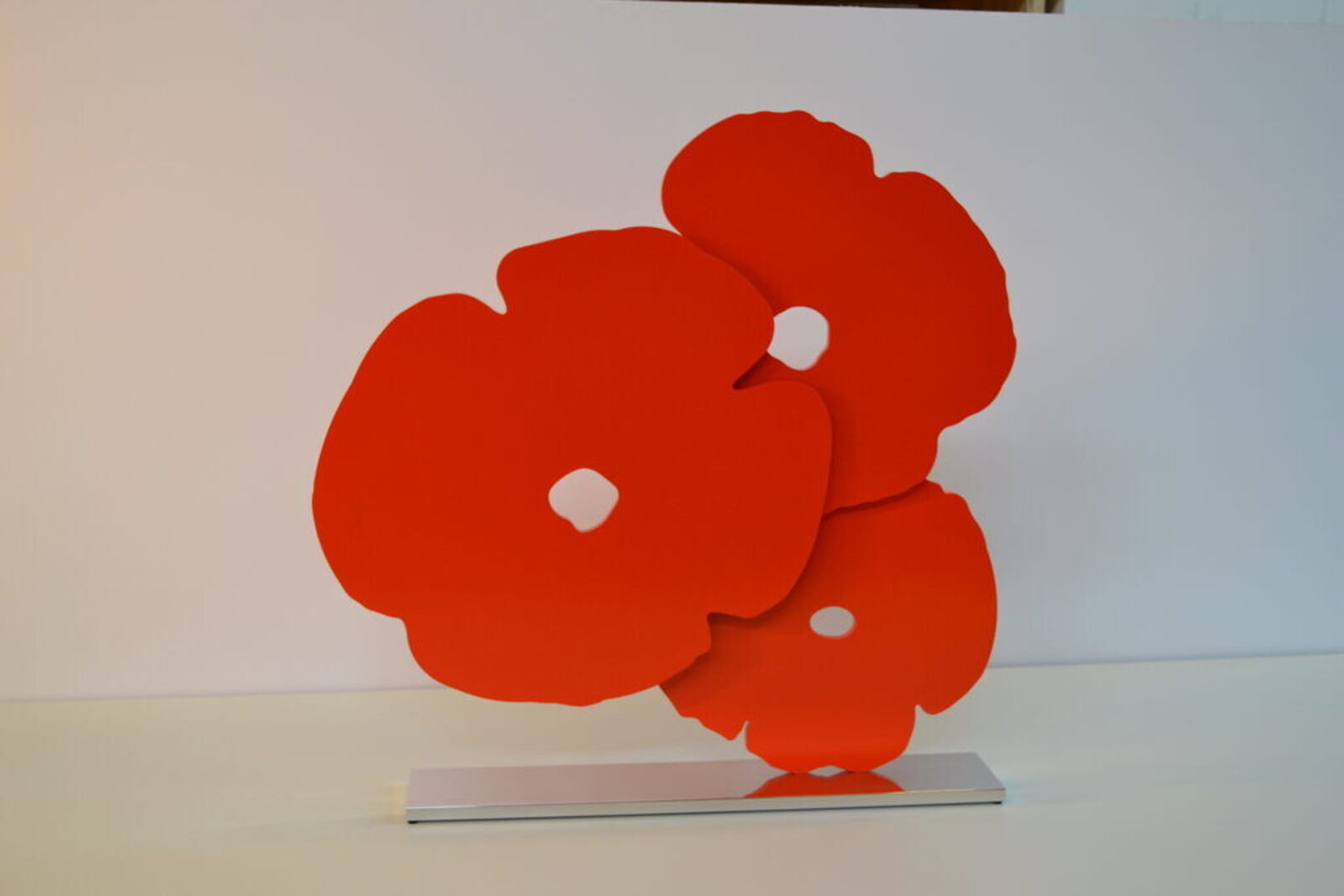 Artwork by Donald Sultan, Red Poppies, Made of Painted aluminum on polished aluminum base 